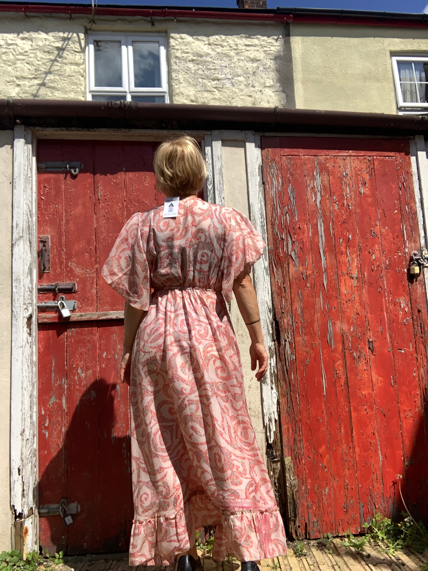 Handmade boho/prairie style silk sari dress