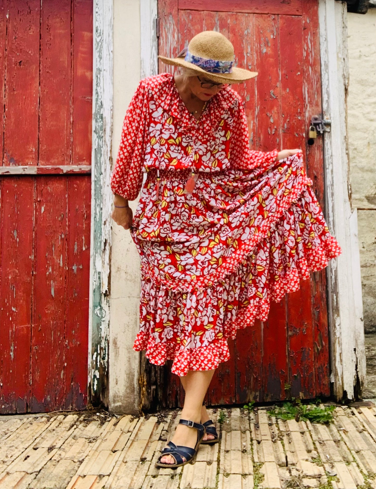 Vintage 1980’s colourful prairie style dress sz 8-14