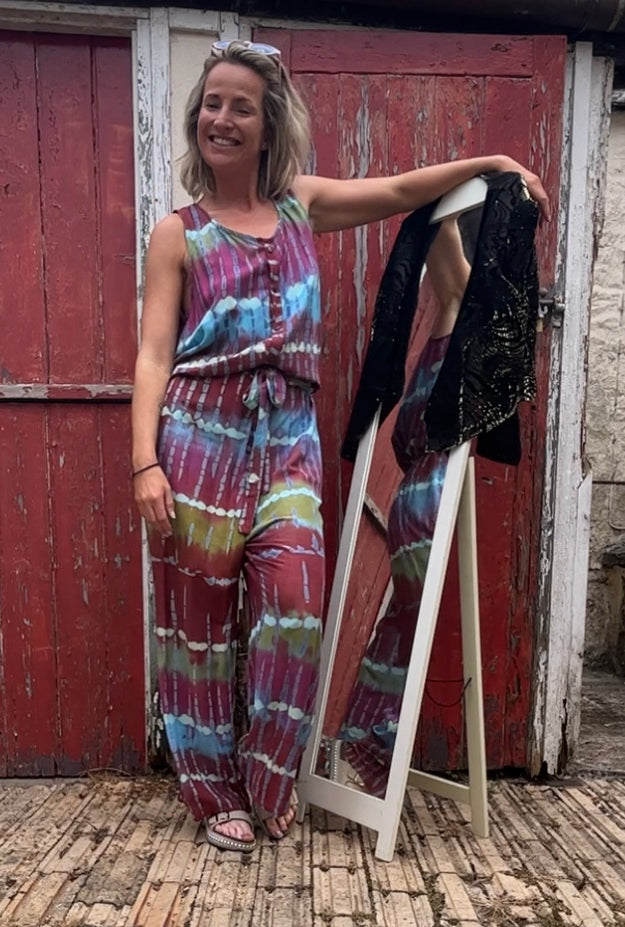 Handmade colourful patterned jumpsuits
