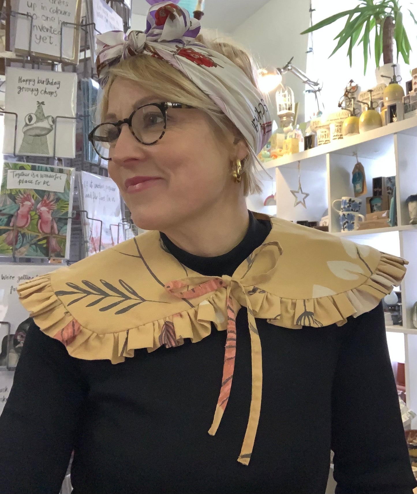 Handmade statement collar using vintage textiles