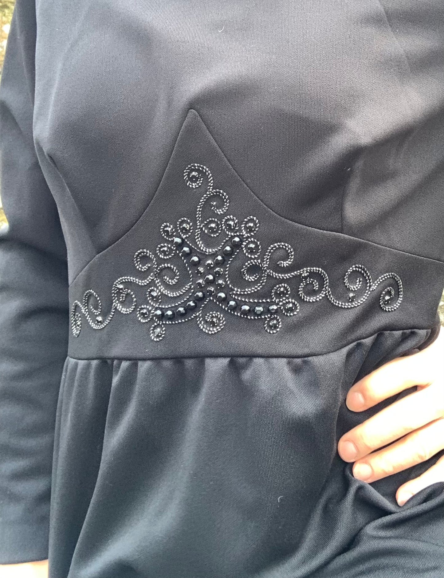 1960’s vintage black beaded crimplene mini dress