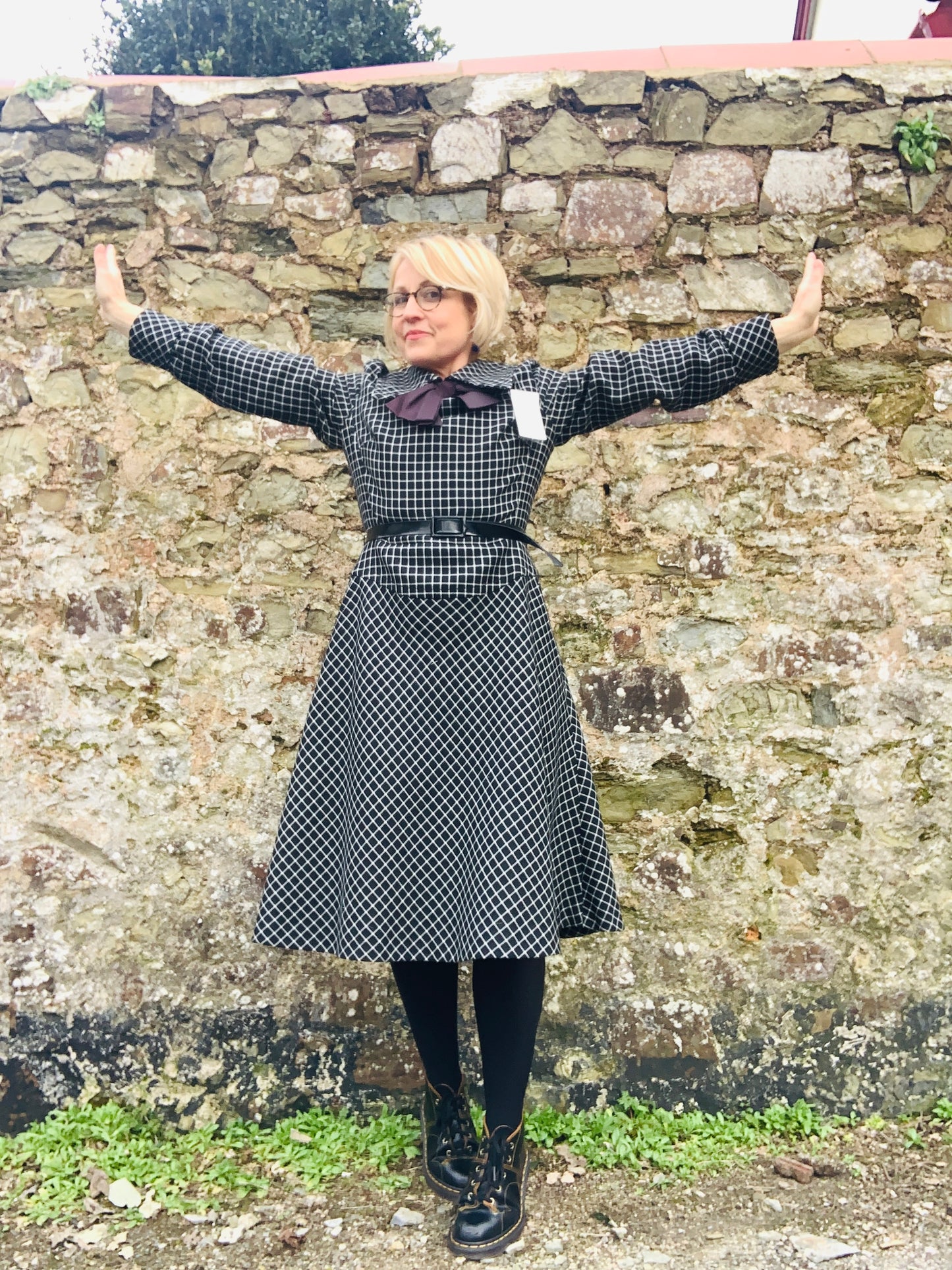 Vintage 1970’s designer wool statement collar dress