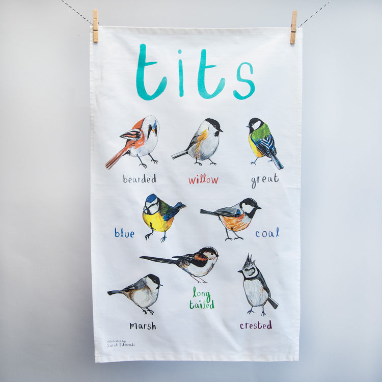 Tits cheeky bird premium tea towel