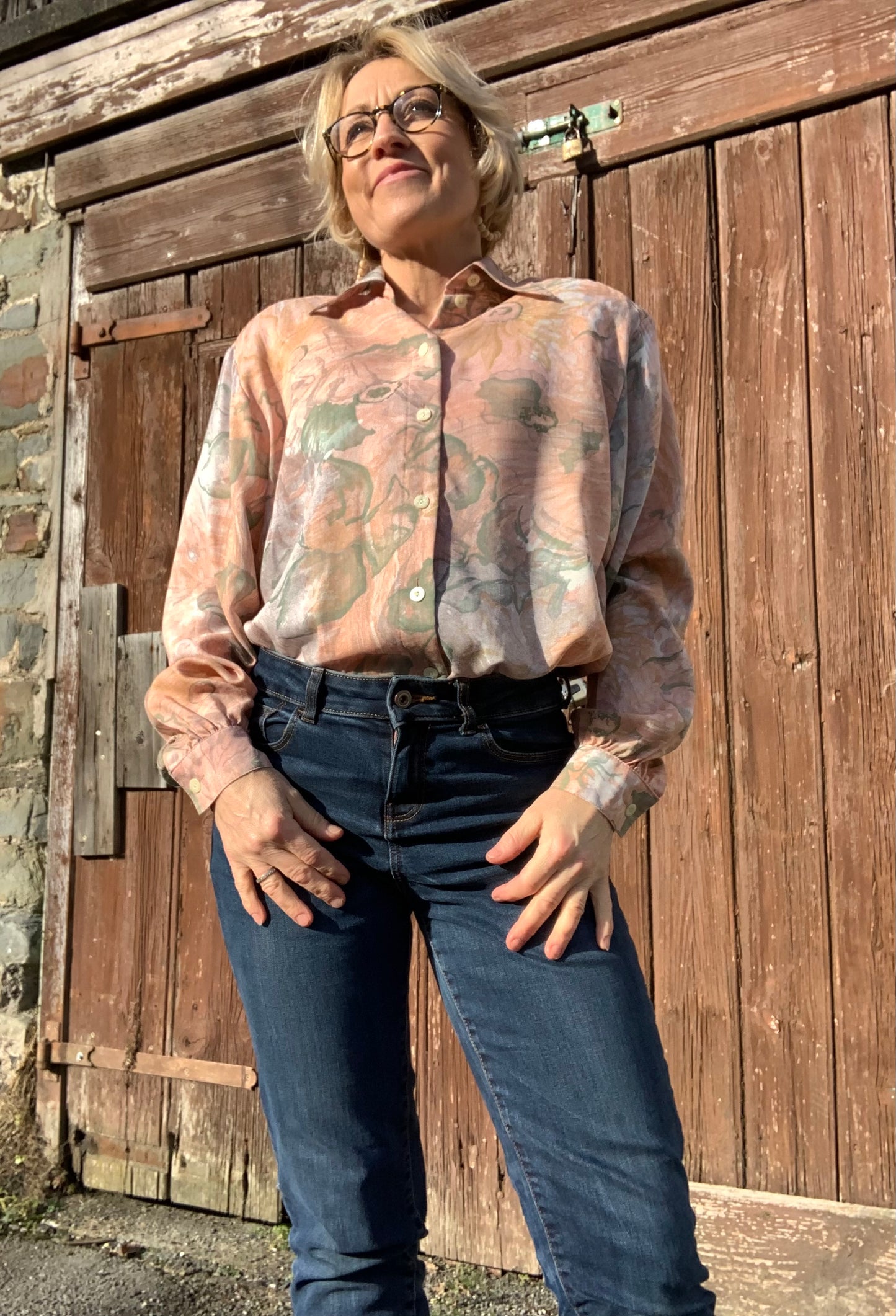 Vintage 90’s pastel abstract pattern oversized shirt