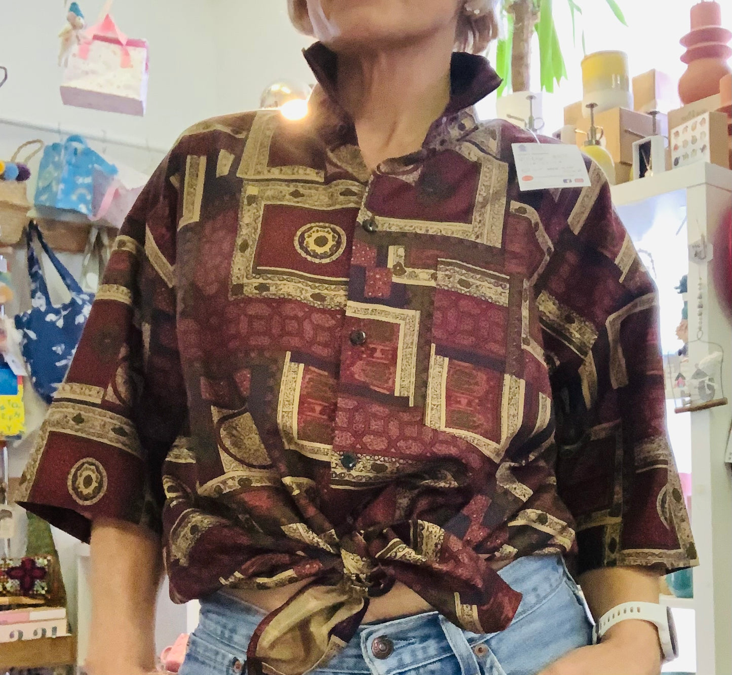 Vintage 1980’s abstract pattern oversized silk shirt