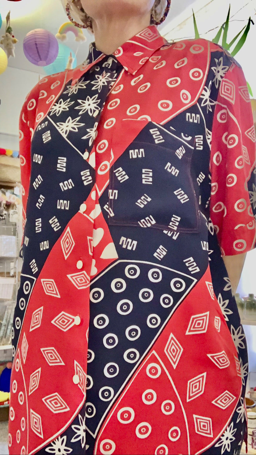 Vintage 1980’s Betty Barclay abstract print blouse