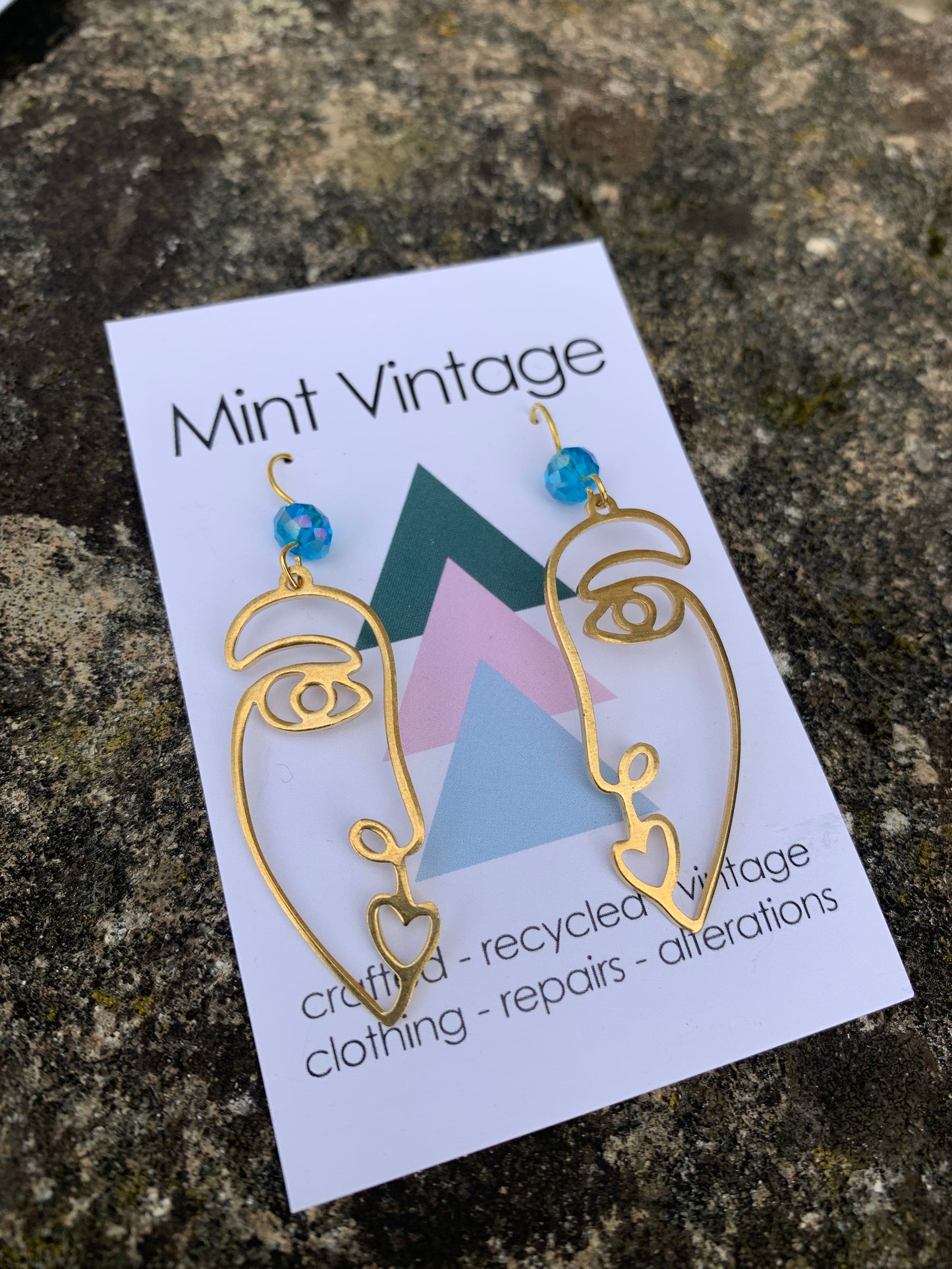 Handmade Brass face earring