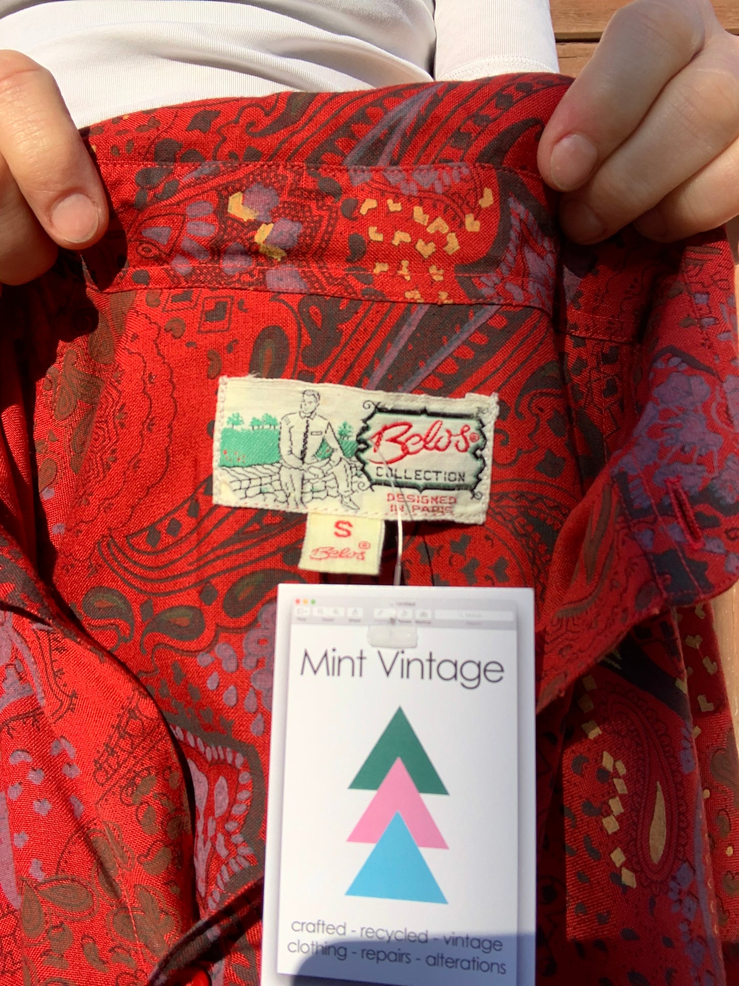 Vintage 1970’s French red paisley oversized wool blend shirt