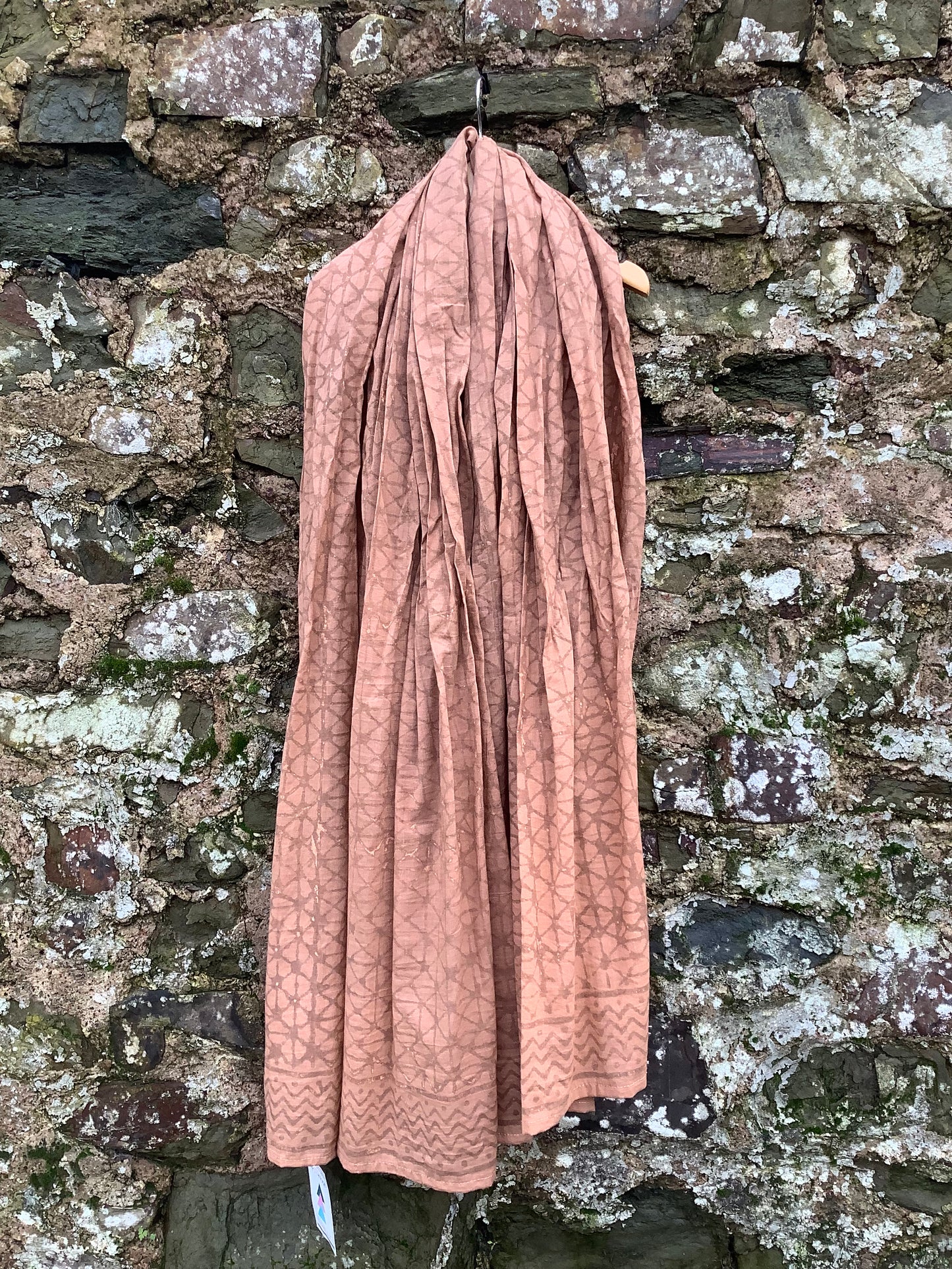 Large fair trade hand block printed Indian cotton scarf