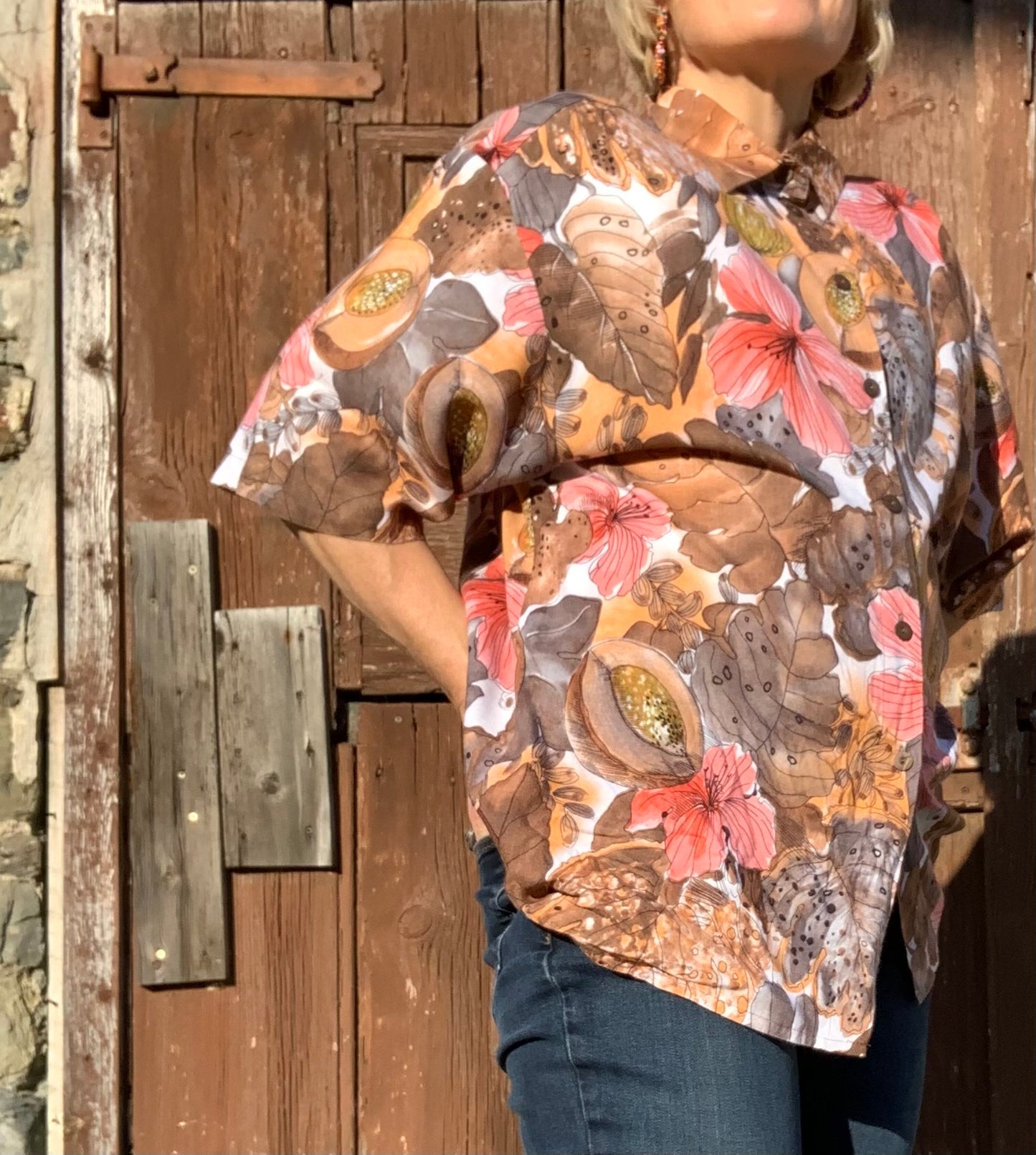 Vintage 1980’s tropical print shirt/blouse