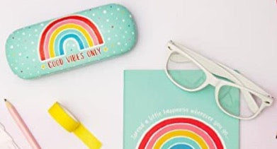 Rainbow good vibes glasses case