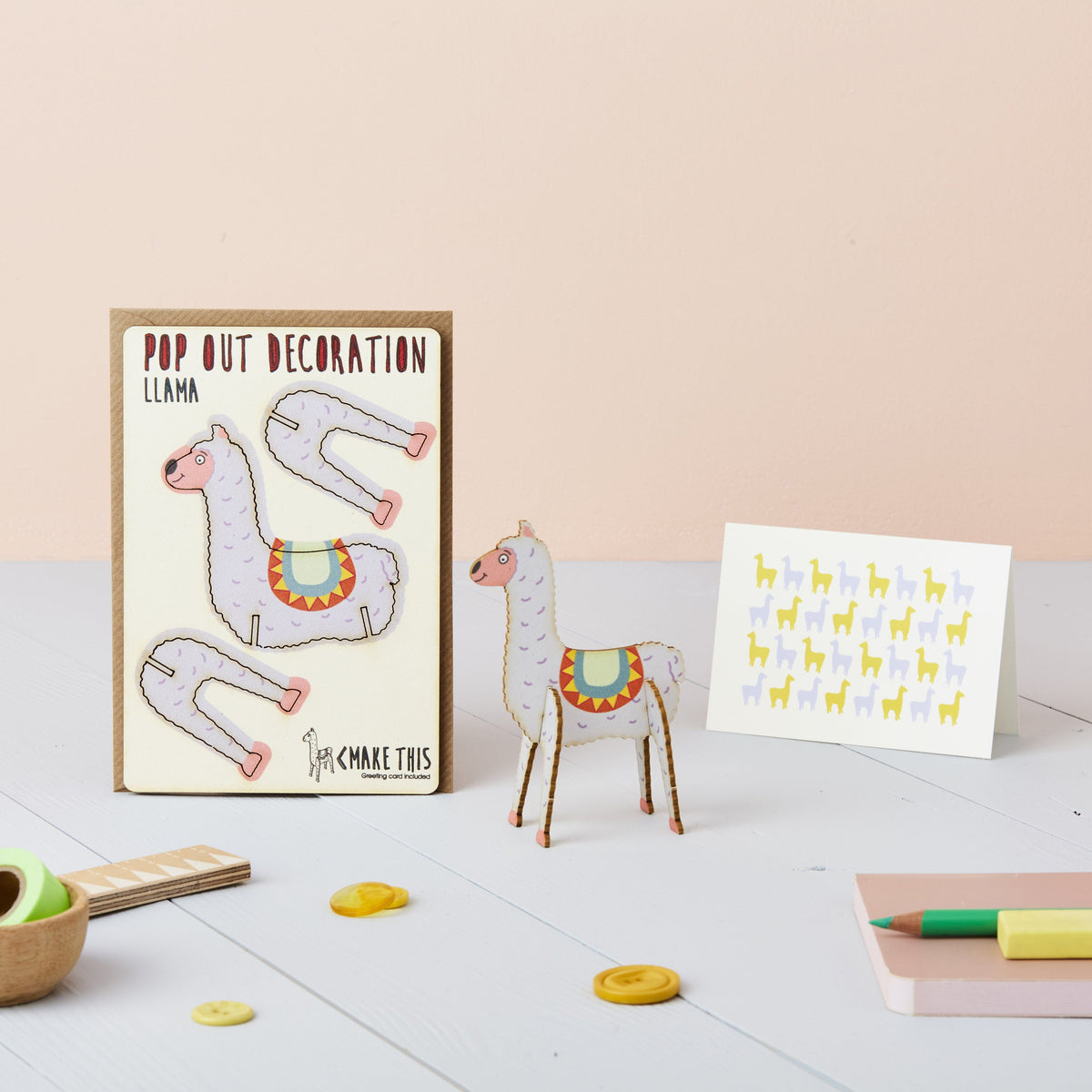 Pop out llama greeting card