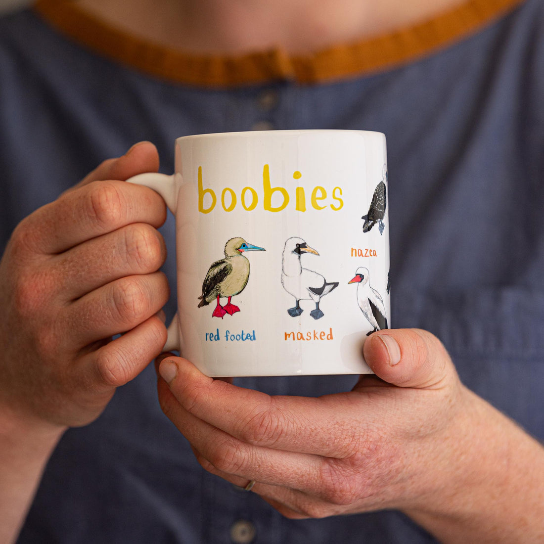 Boobies cheeky bird art illustrated ceramic mug