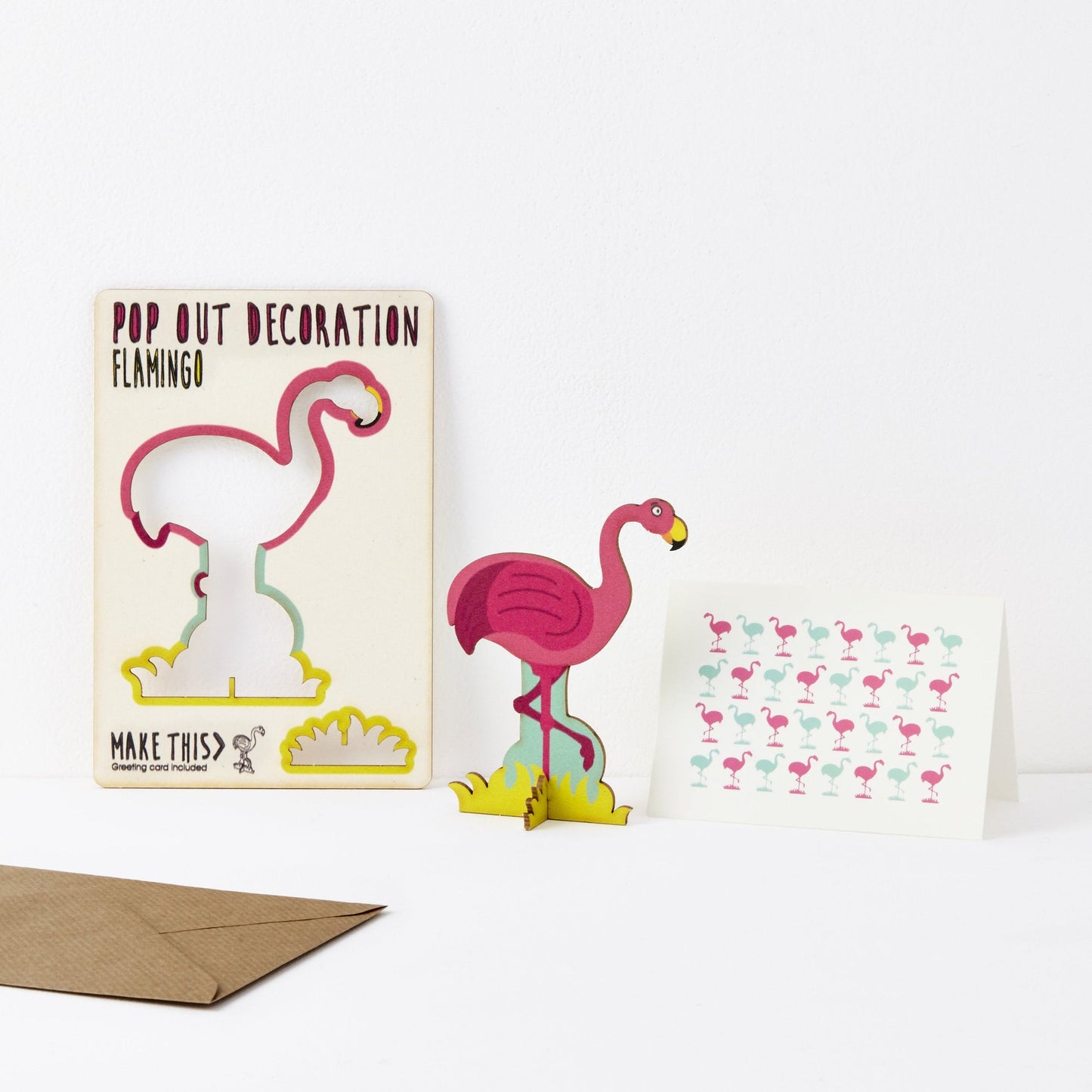 Pop out flamingo greeting card