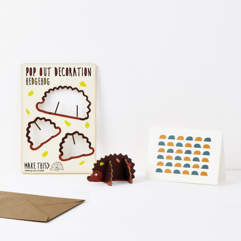 Pop out brown hedgehog greeting card