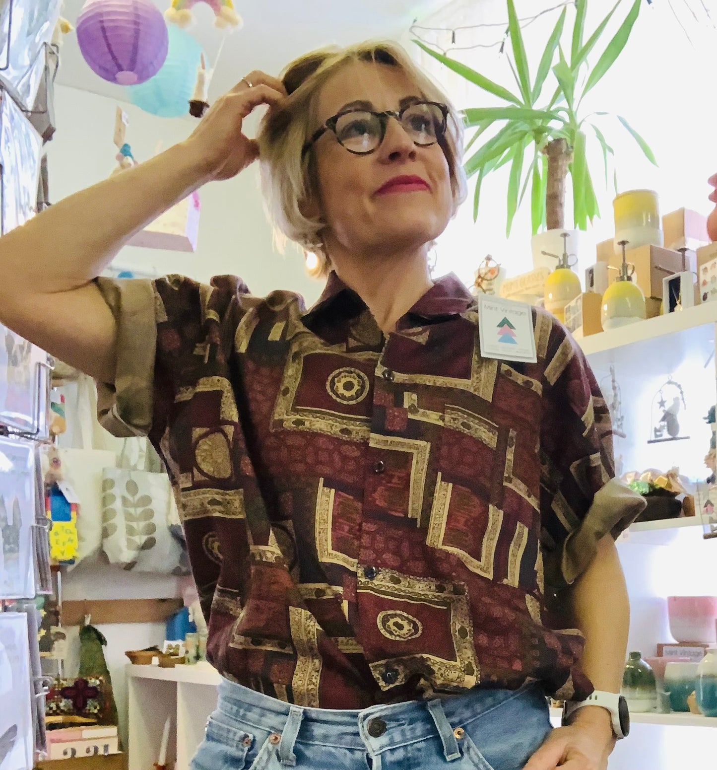Vintage 1980’s abstract pattern oversized silk shirt