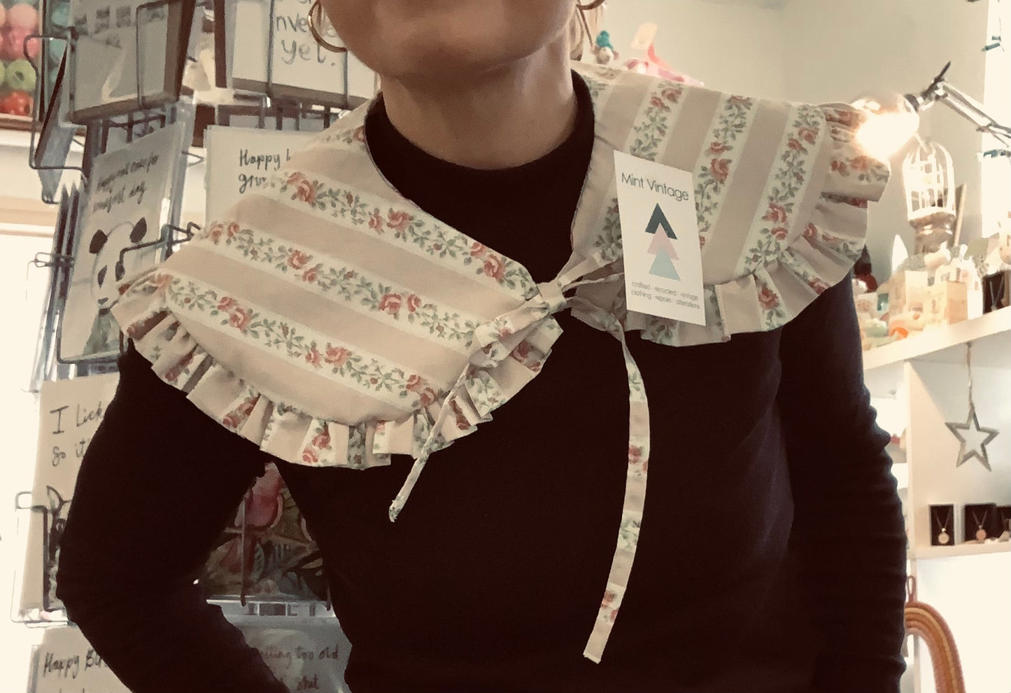 Handmade statement collar using vintage textiles