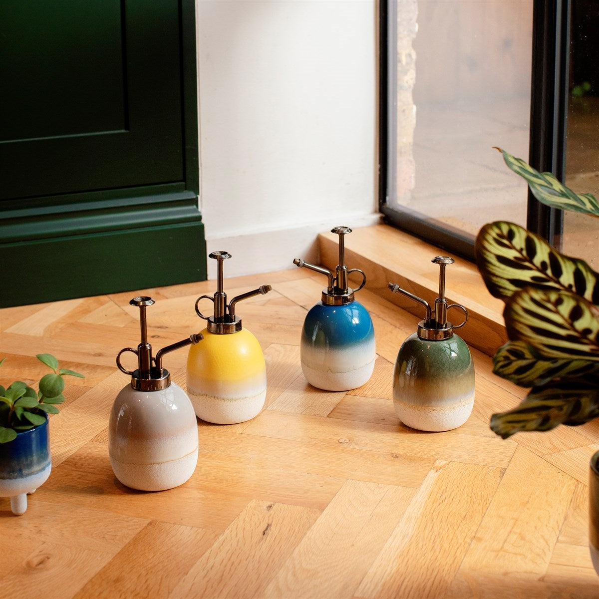 Sass & Belle Boho style yellow dip glaze ceramic plant mister
