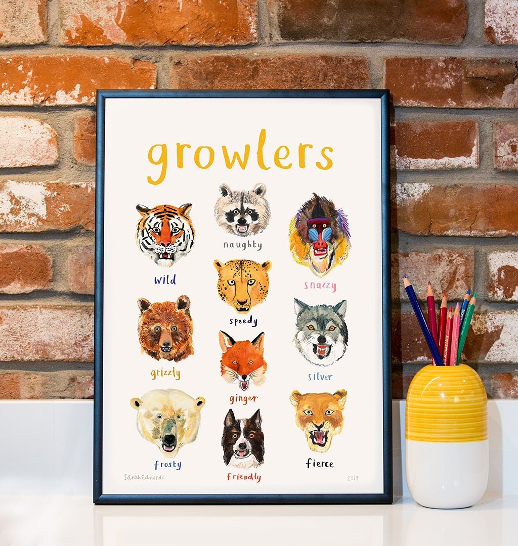 Growlers art illustration print a4