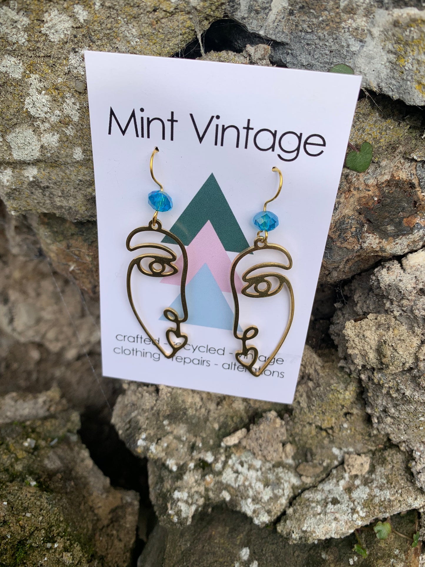 Handmade Brass face earring