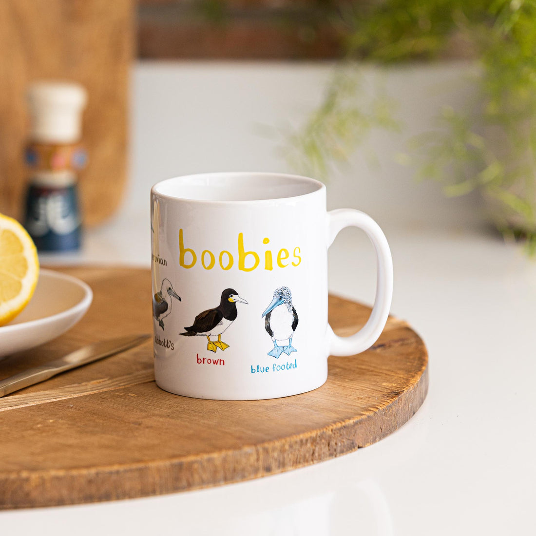 Boobies cheeky bird art illustrated ceramic mug