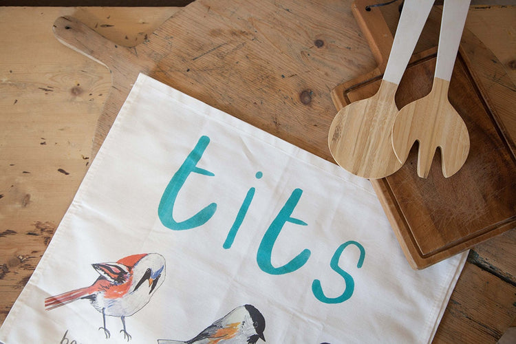 Tits cheeky bird premium tea towel