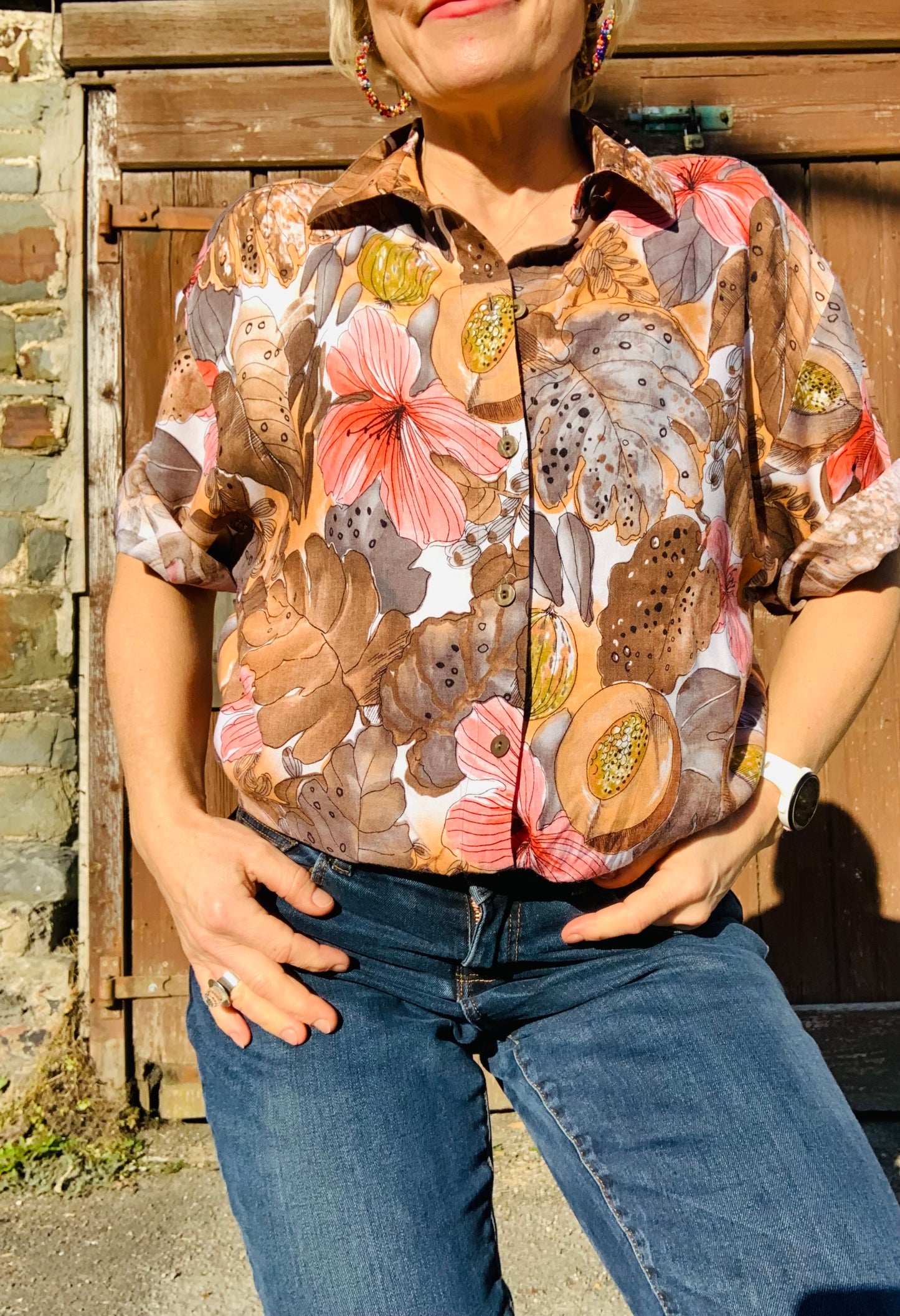 Vintage 1980’s tropical print shirt/blouse