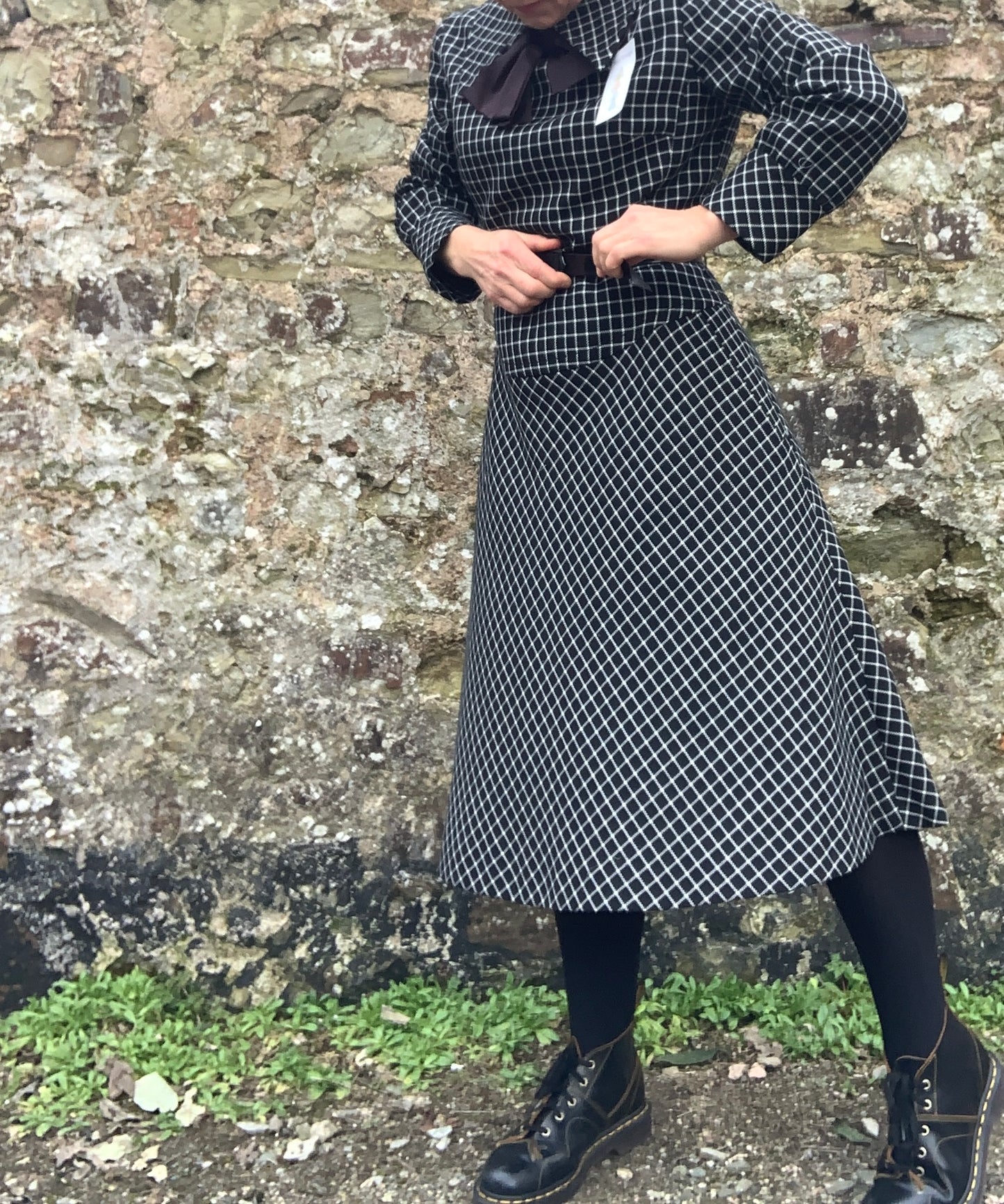 Vintage 1970’s designer wool statement collar dress