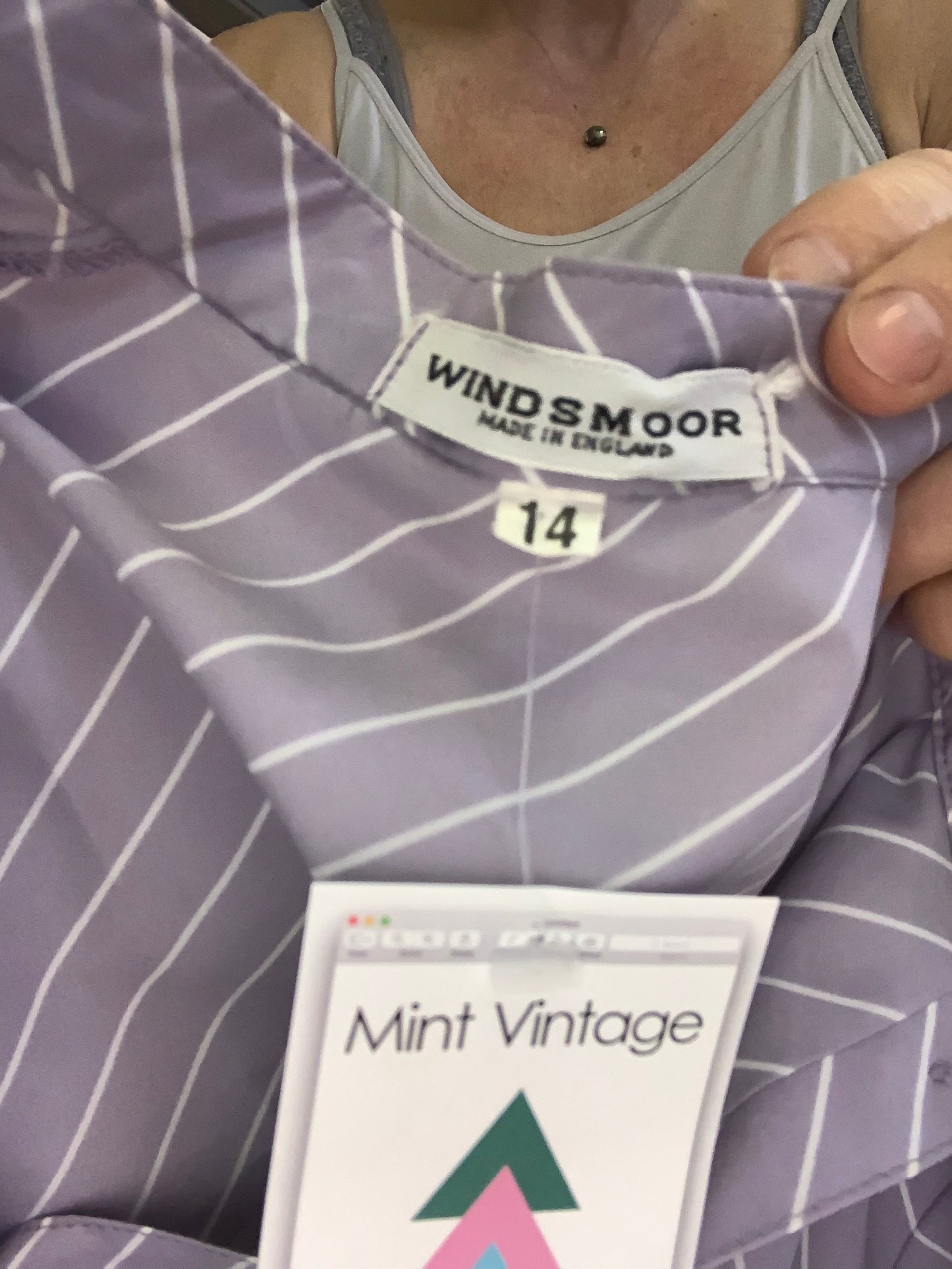 Vintage 1980’s Windsmoor pastel lilac stripe pussy bow blouse
