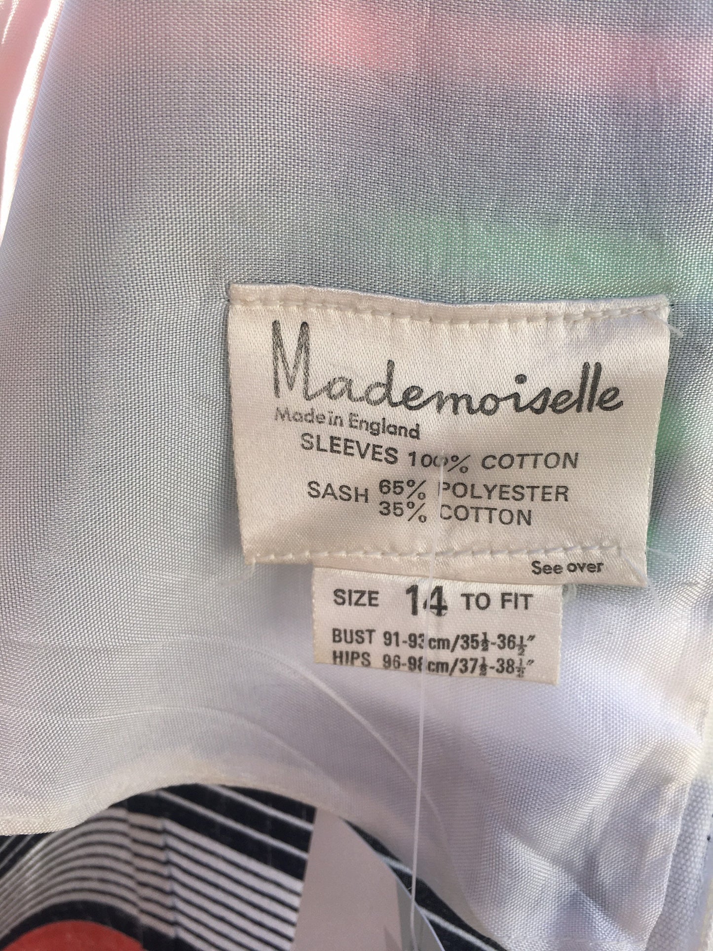 1970βs cotton colourful striped balloon sleeve midi dress