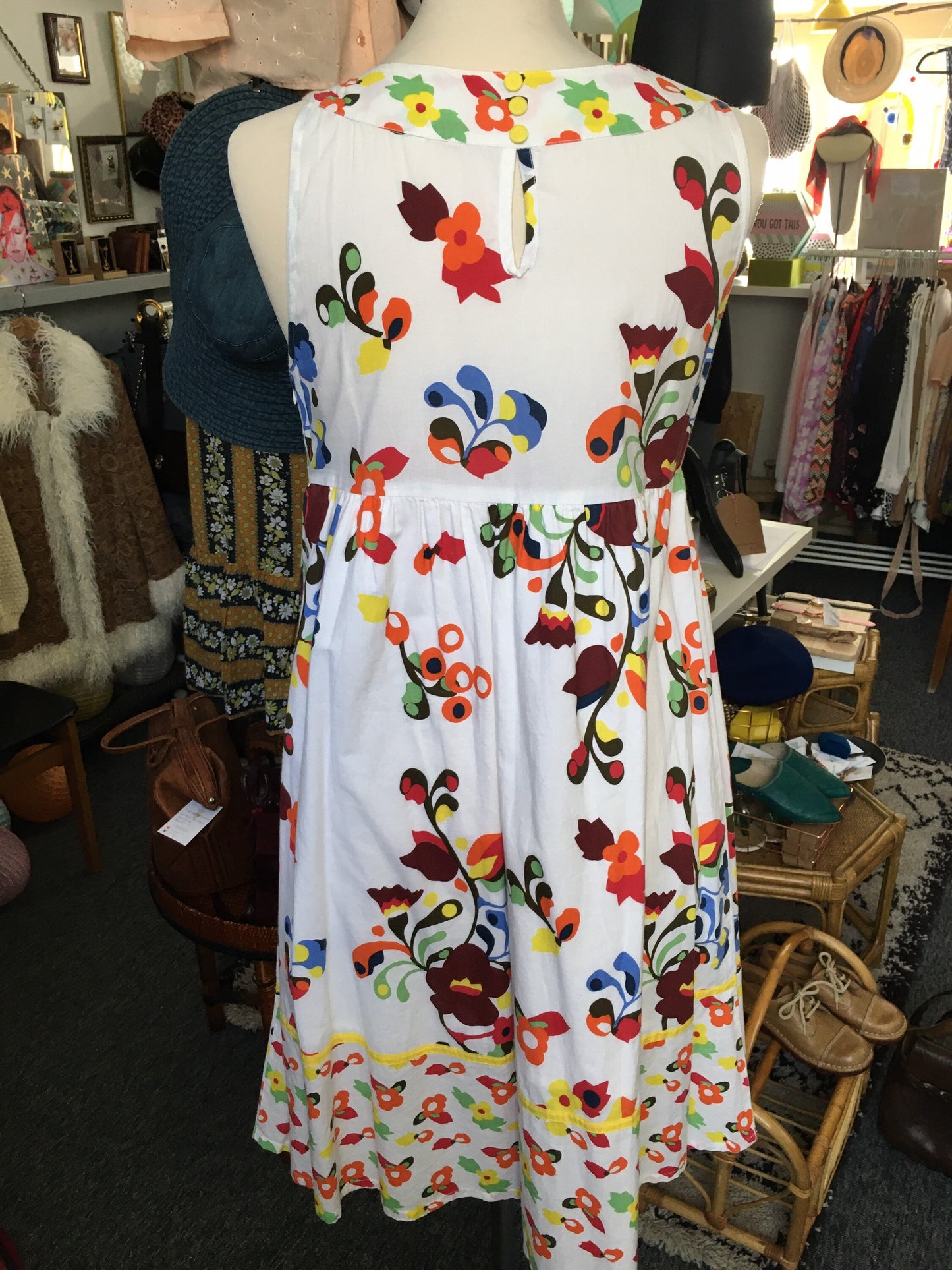 1980βs Brightly coloured floral cotton summer dress
