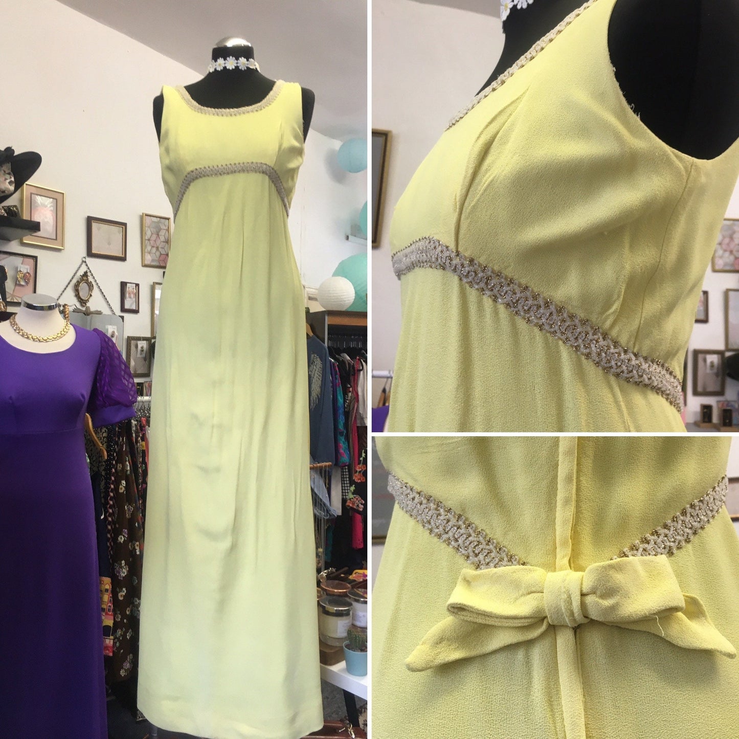 Vintage 1960โs yellow California maxi dress