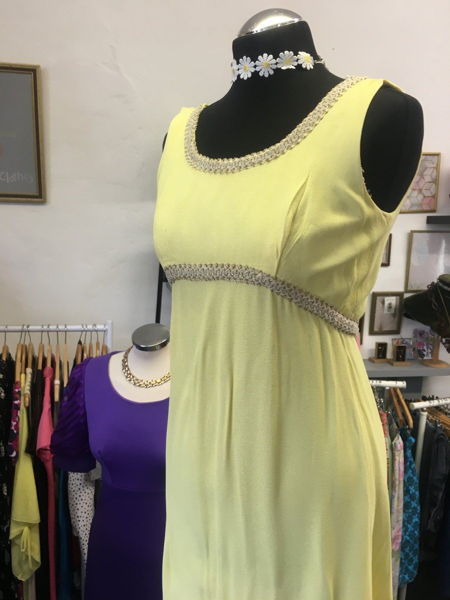Vintage 1960โs yellow California maxi dress