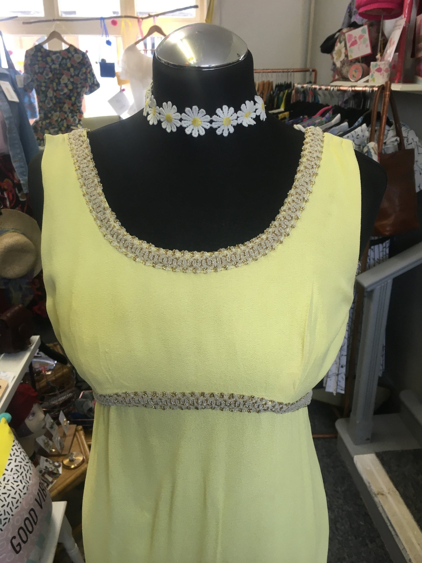 Vintage 1960โs yellow California maxi dress