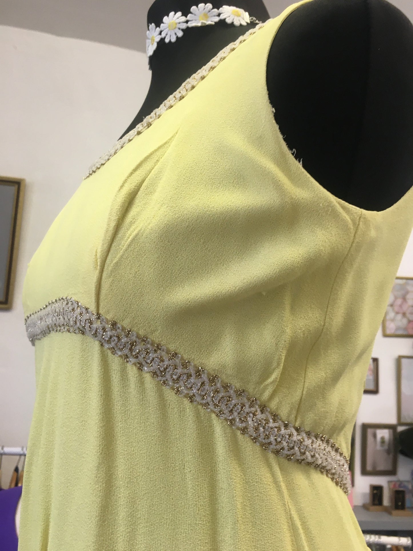 Vintage 1960โs yellow California maxi dress