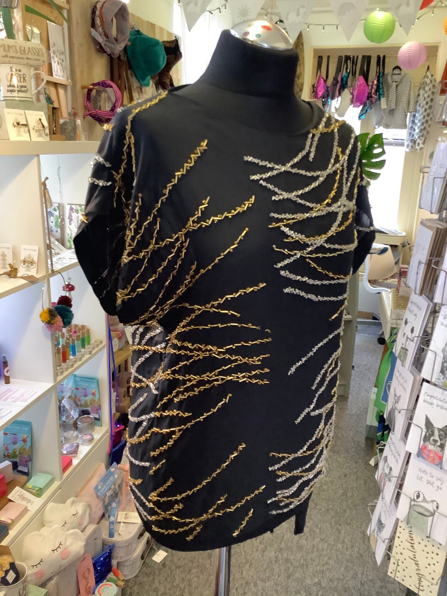 1970’s Studio 54 style vintage gold and silver beaded top
