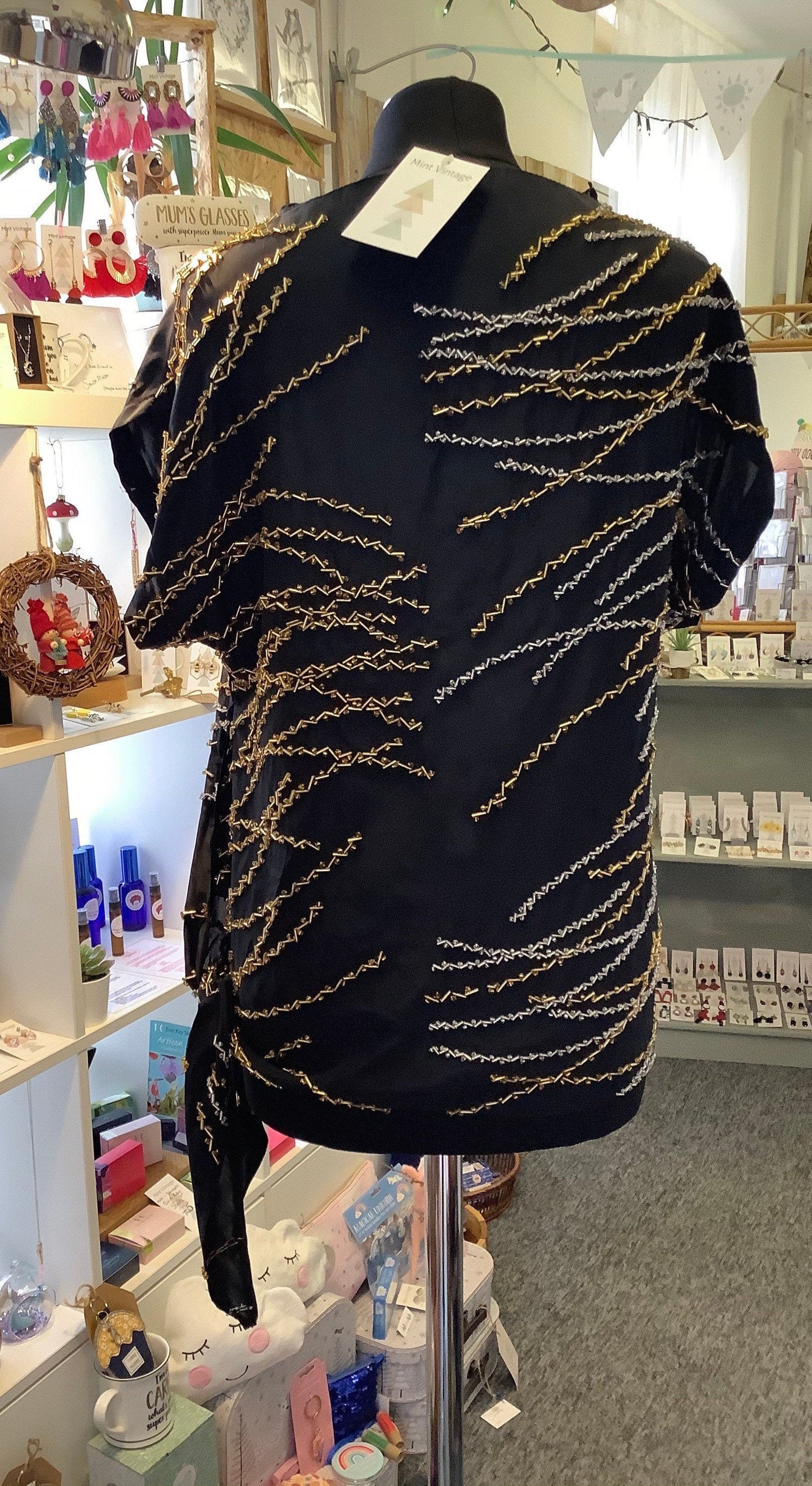 1970’s Studio 54 style vintage gold and silver beaded top