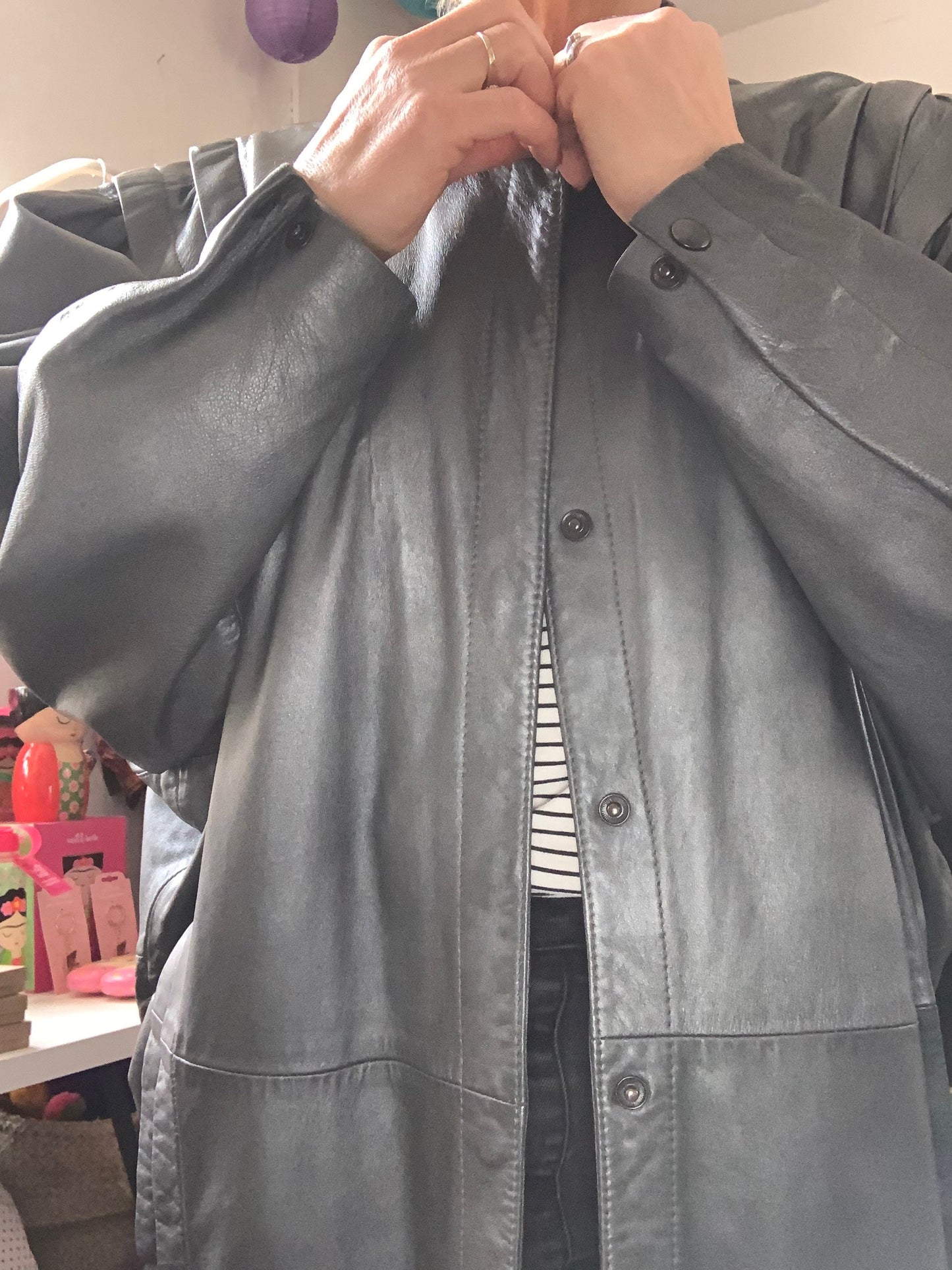 Vintage 1980’s slouchy metallic butter soft leather jacket