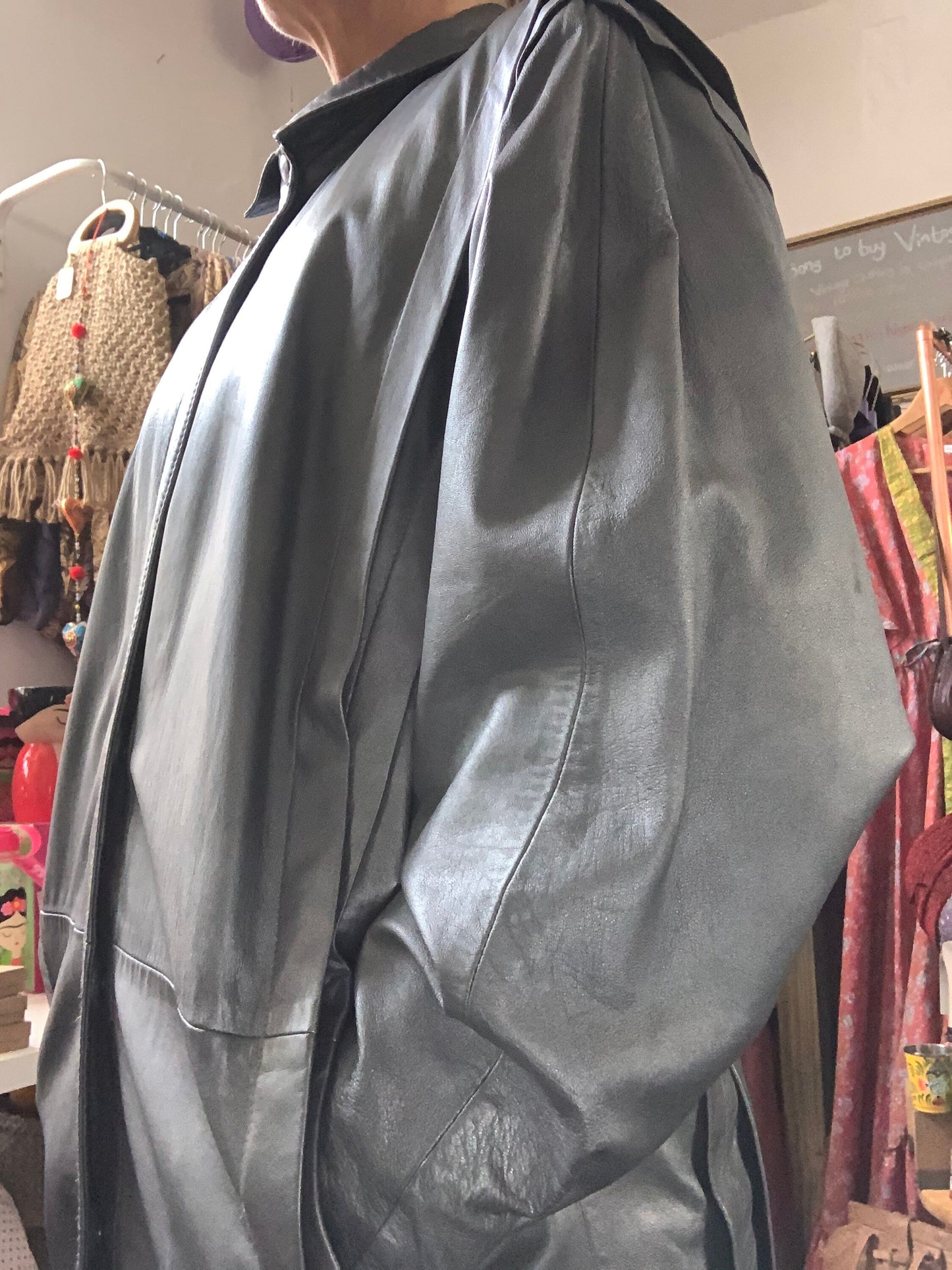 Vintage 1980’s slouchy metallic butter soft leather jacket