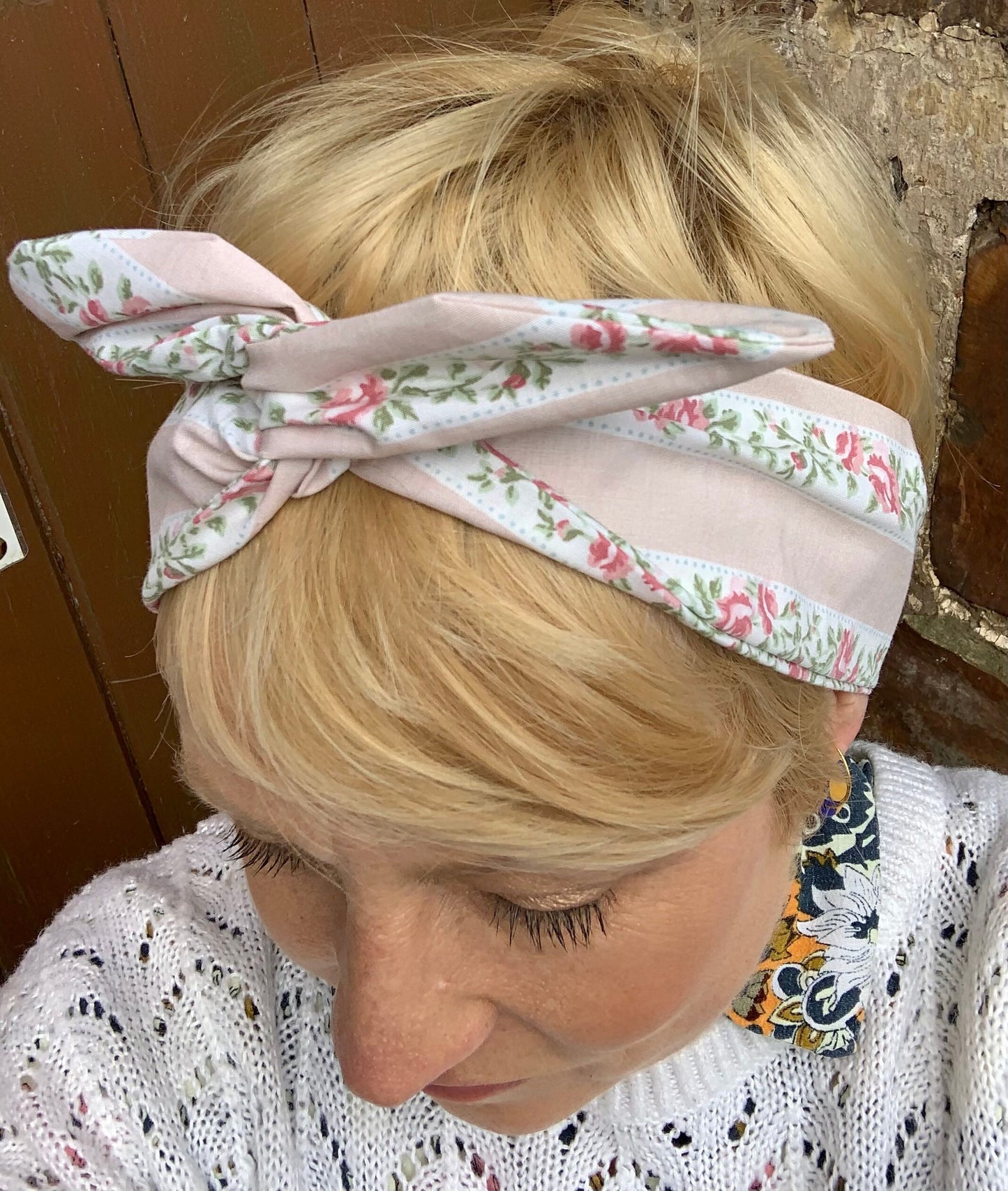 Handmade wired twist rockabilly style 50βs vintage fabric hairband