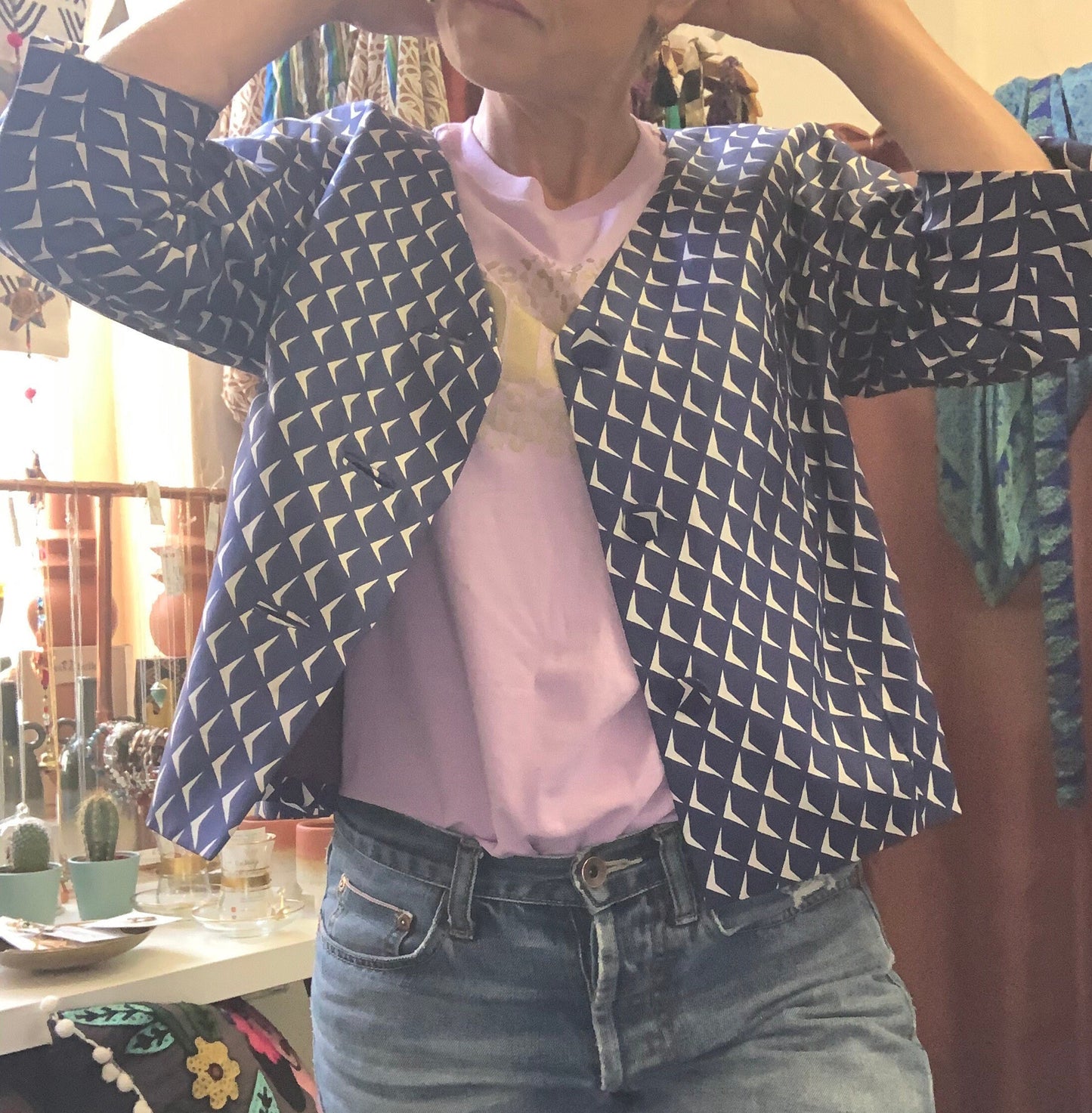 True Vintage 1950โs navy boxy designer jacket