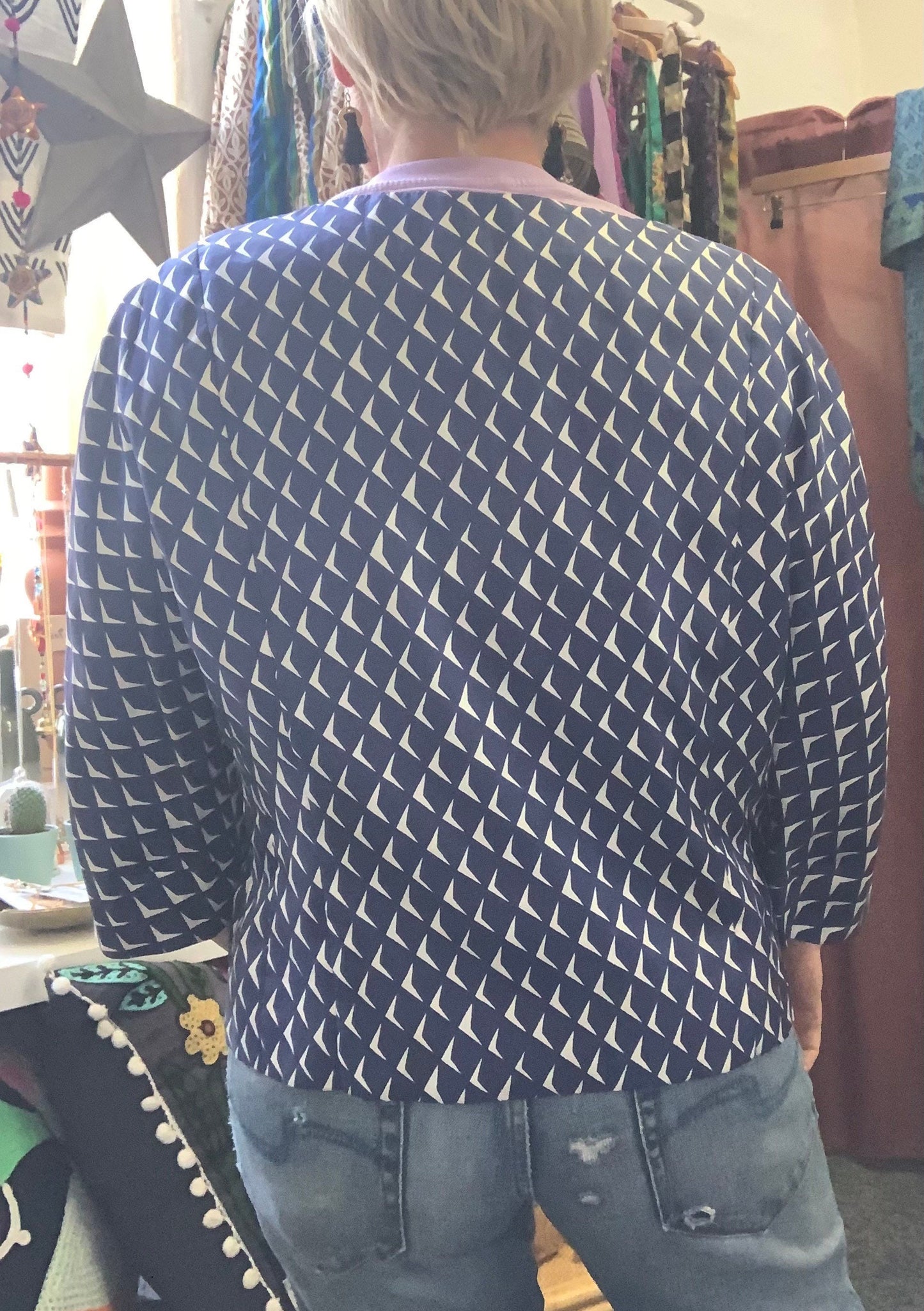 True Vintage 1950โs navy boxy designer jacket