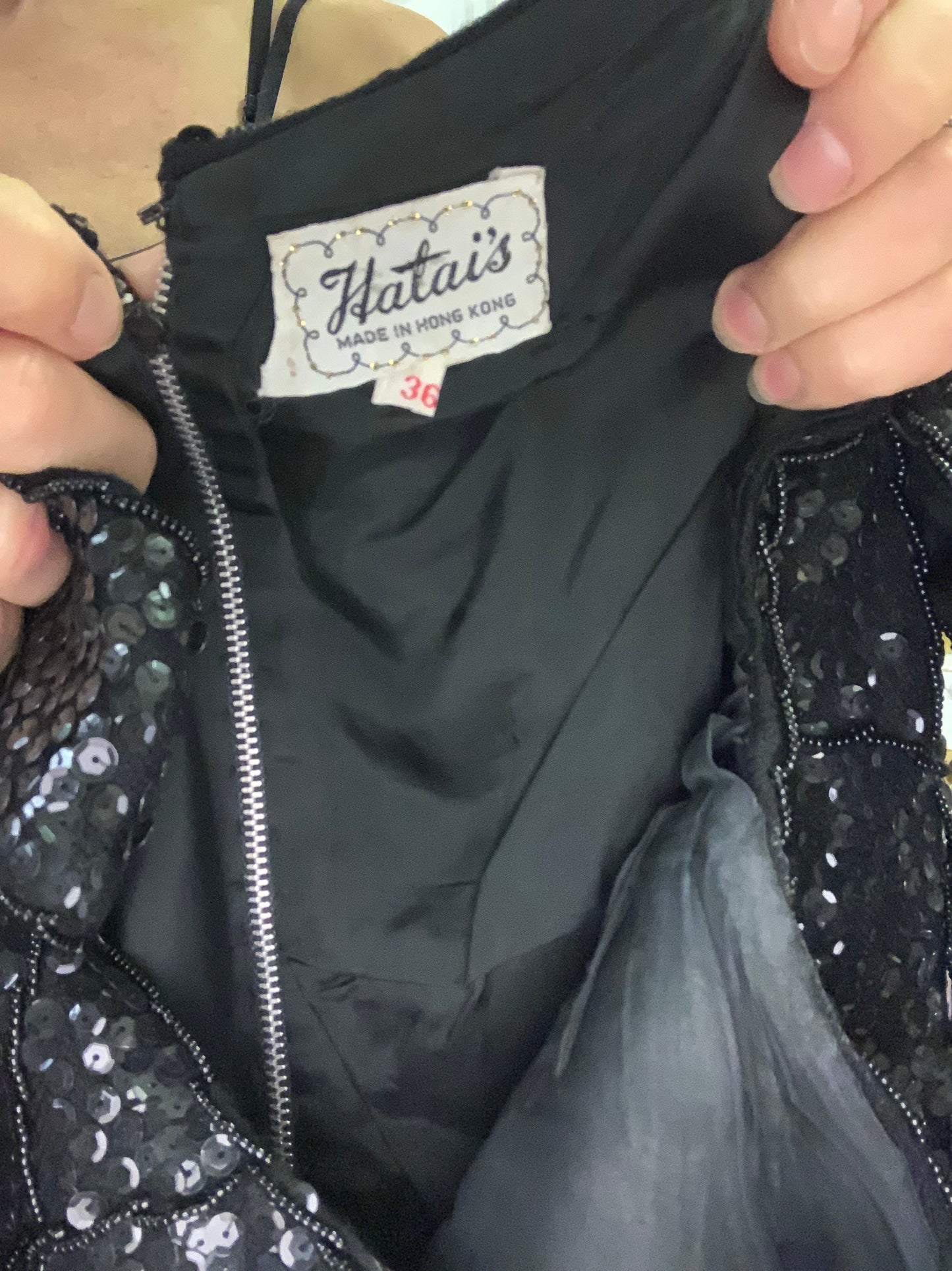 Vintage 1960’s elegant black sequin sleeveless vest top
