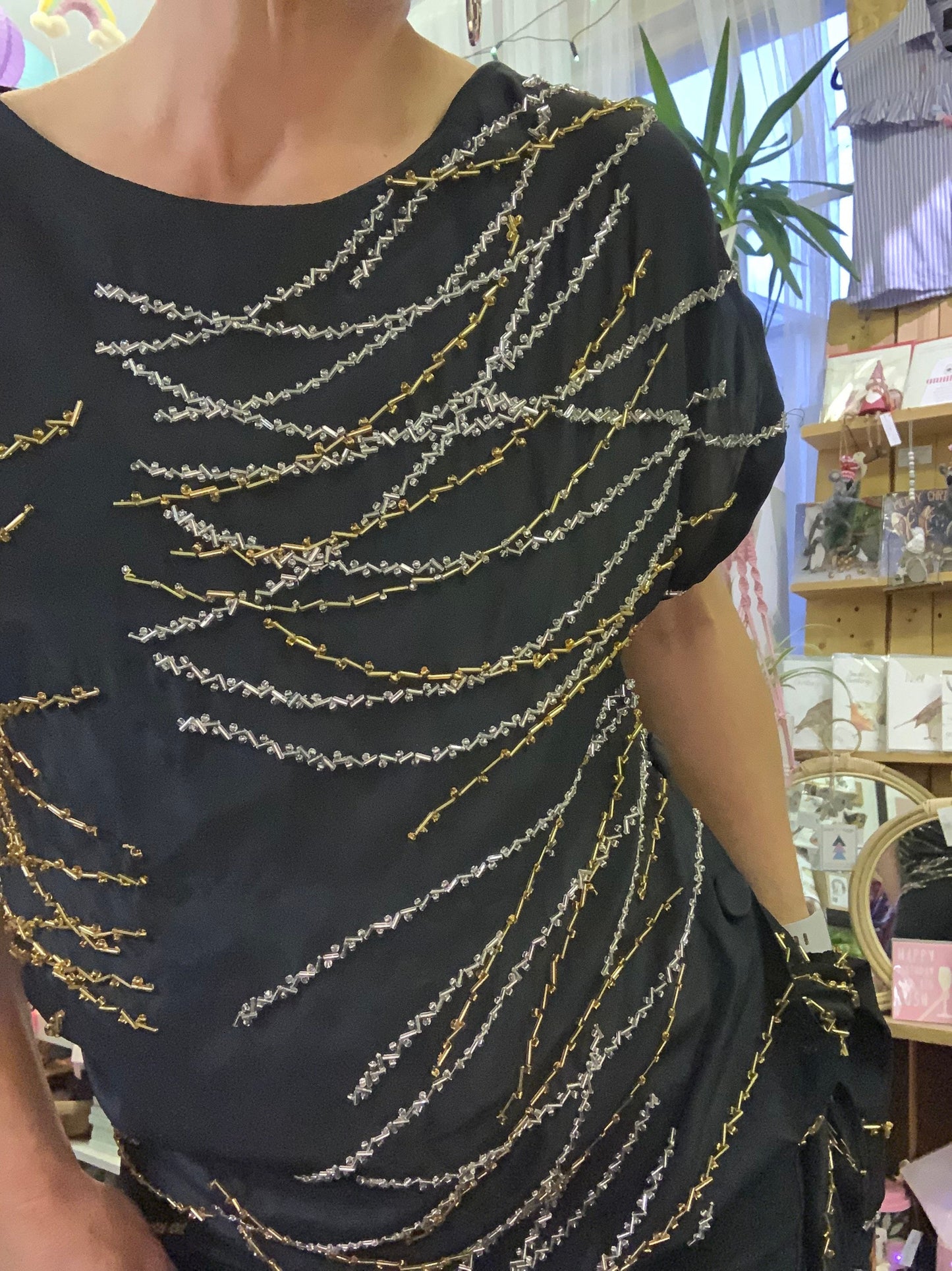 1970’s Studio 54 style vintage gold and silver beaded top
