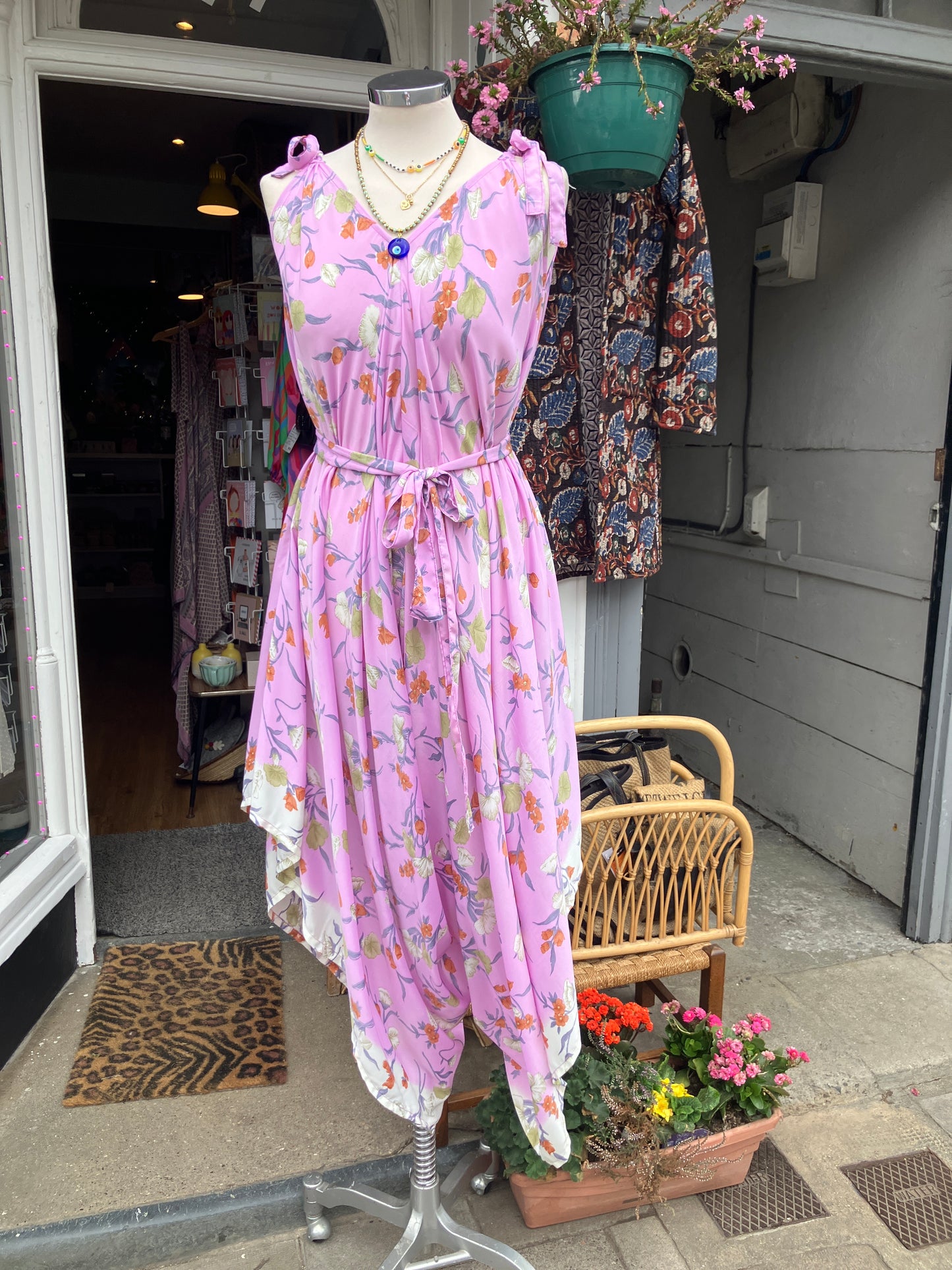 Hand made Indian sari fabric belted jumpsuit/Romper ~ free size 8-18