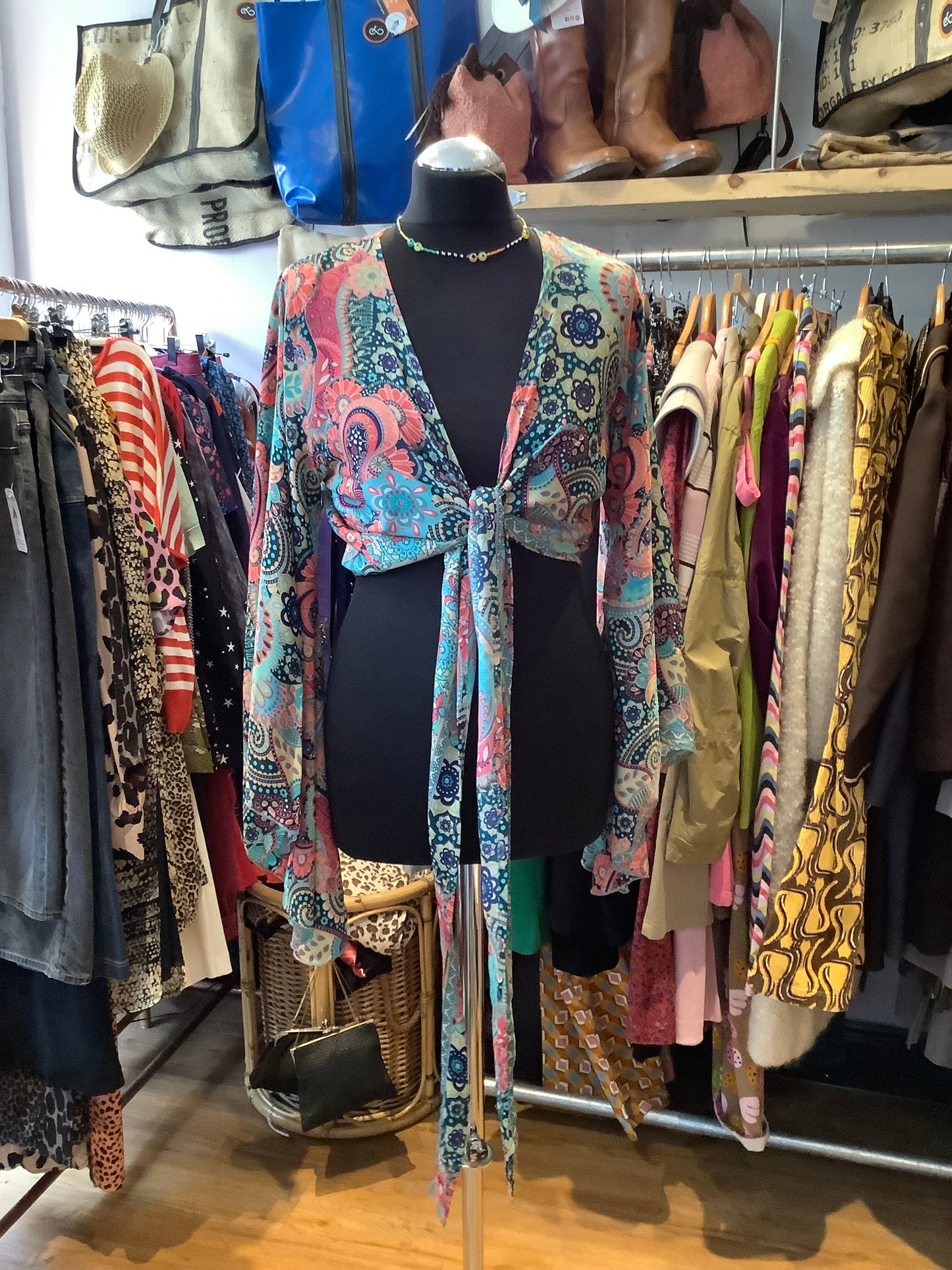 Handmade recycled sari fabric wrap top