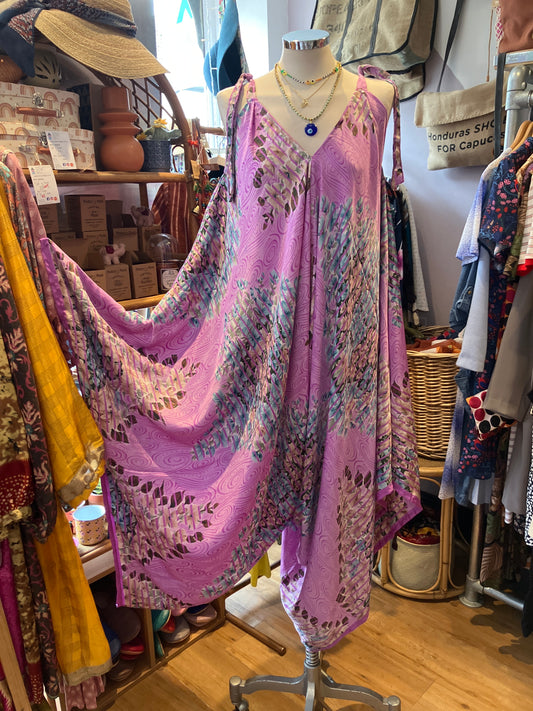 Hand made Indian sari fabric belted jumpsuit/Romper