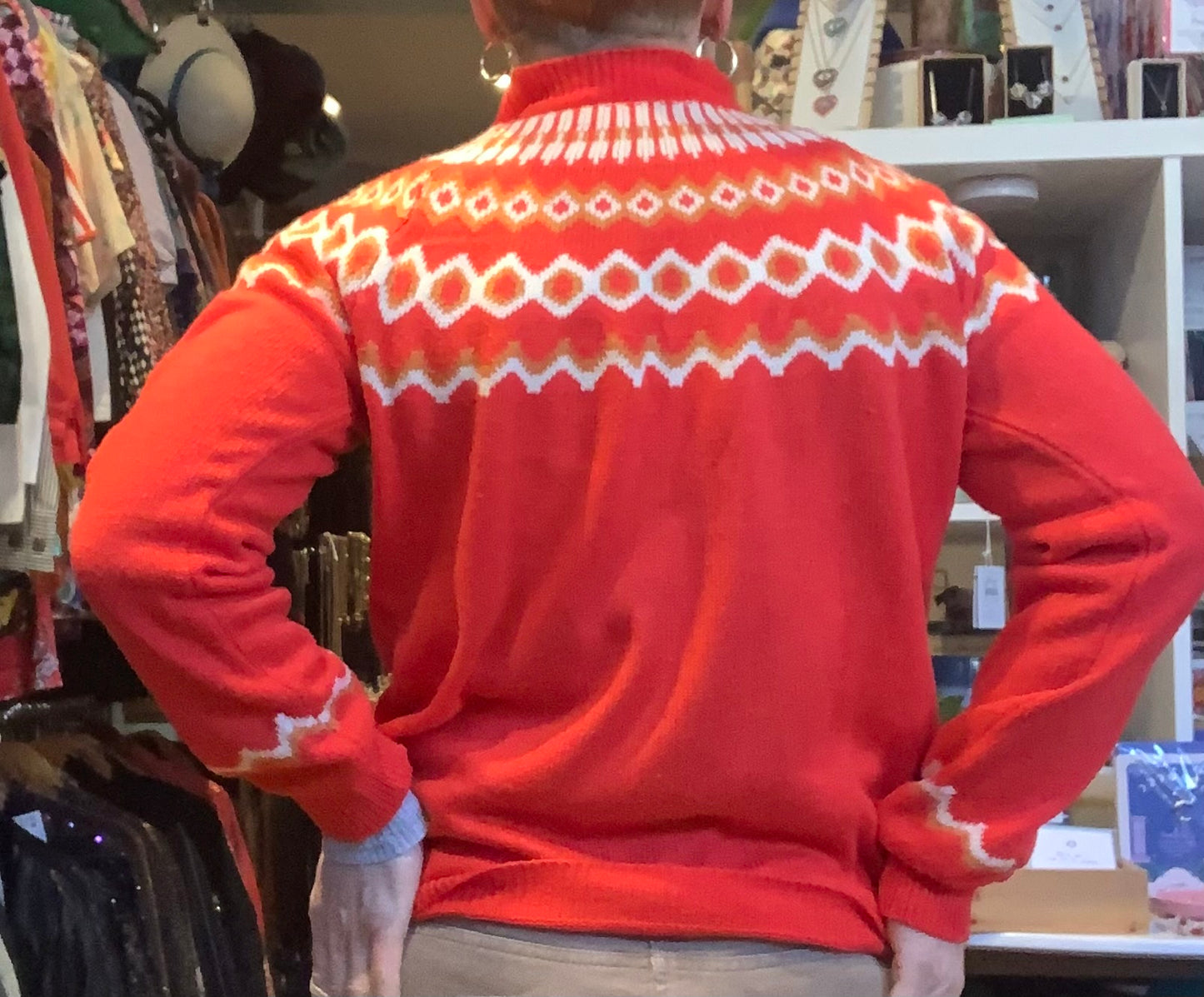 Vintage 80’s red & white Nordic design jumper