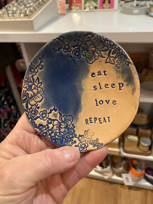 Love and Lovelier Handmade Pottery Eat Sleep Love Repeat Trinket Bowl