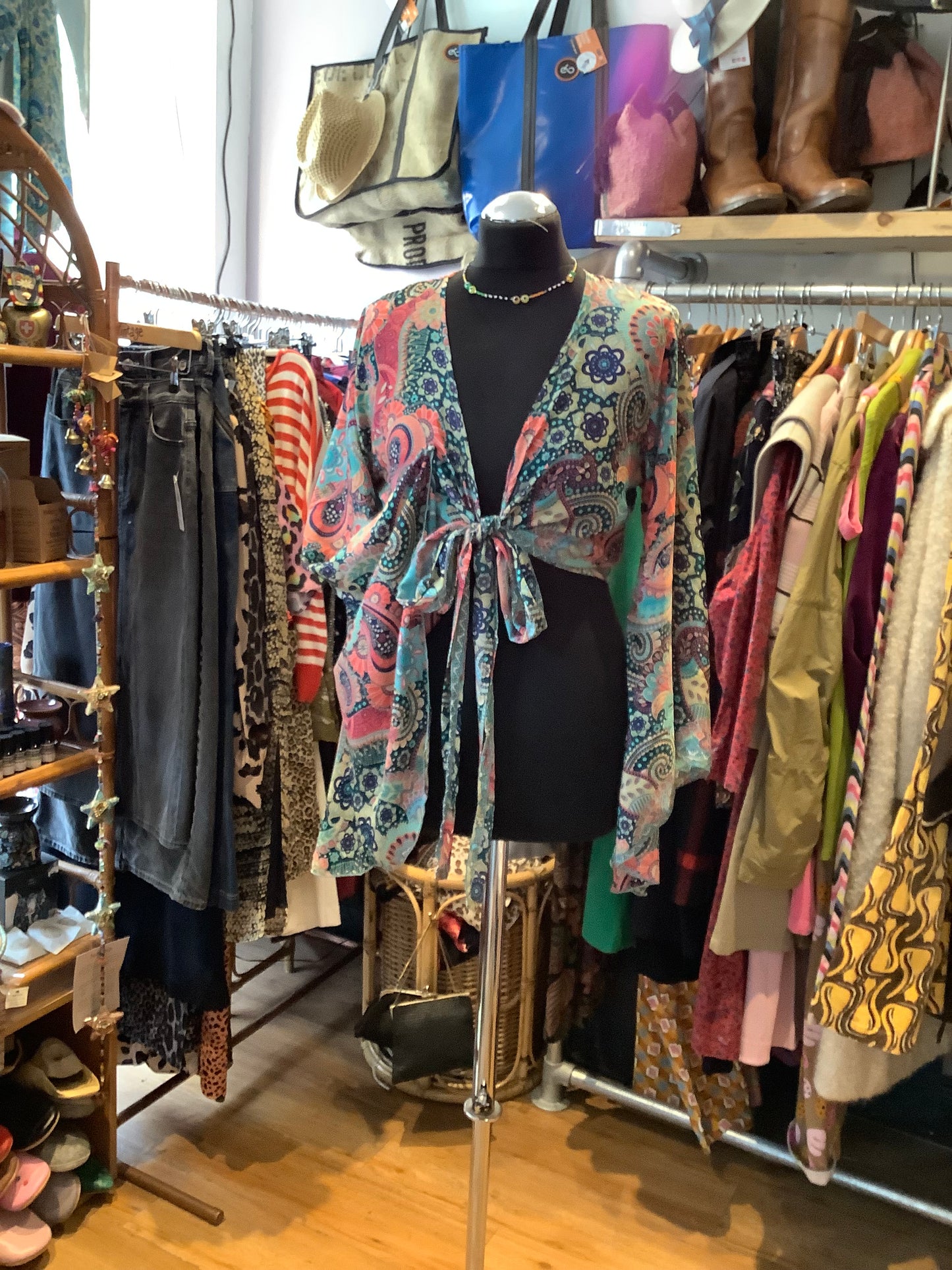 Handmade recycled sari fabric wrap top